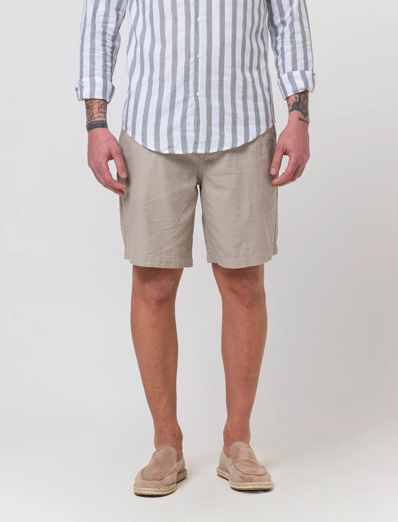 Pantaloni jogger in cotone effetto melange da uomo - Verde salvia - Image 3
