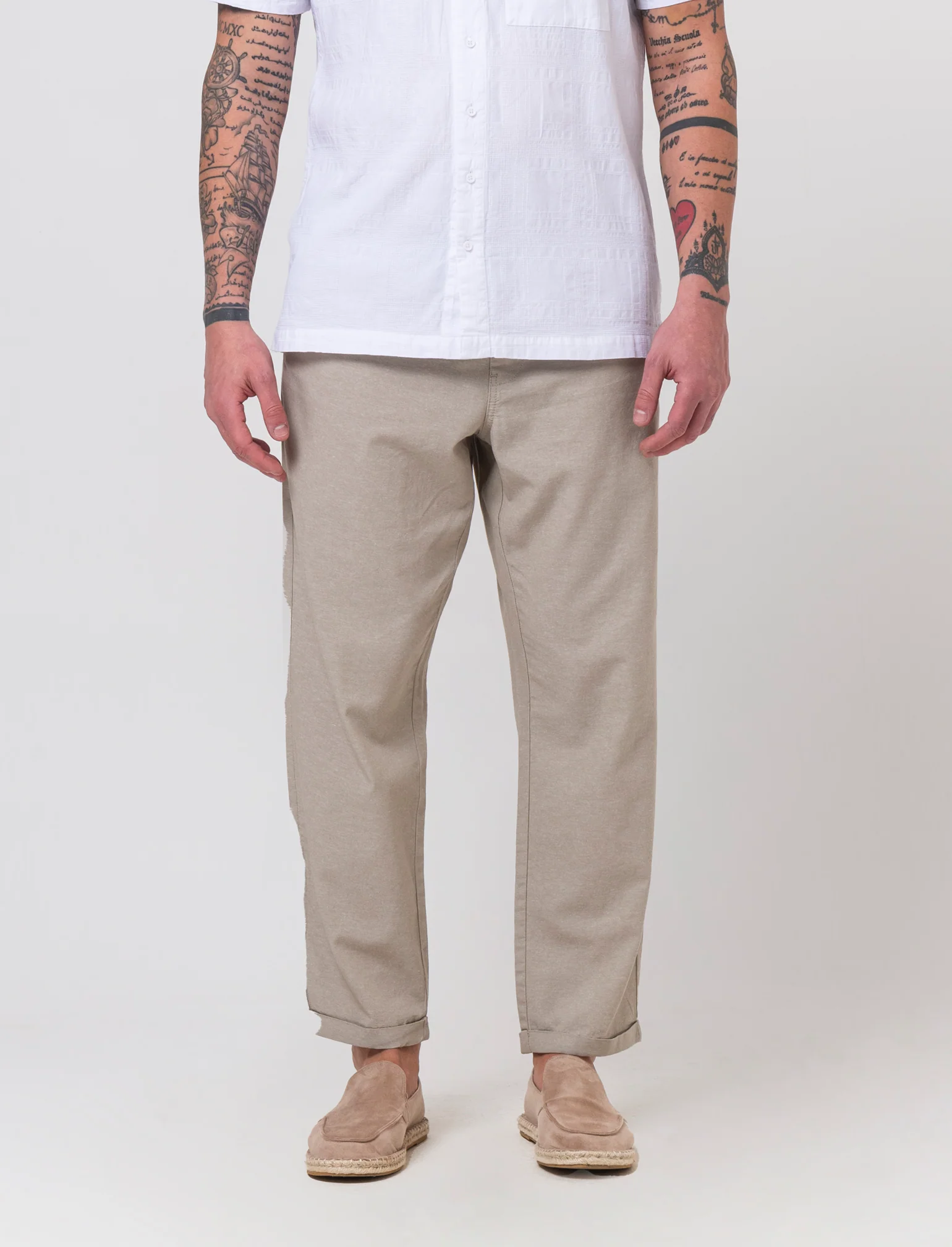 Pantaloni jogger in cotone effetto melange da uomo - Verde salvia