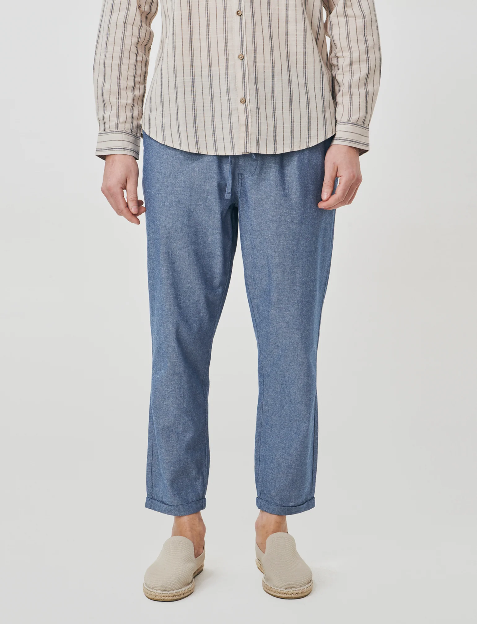 Pantaloni jogger in cotone melange - Blu - Image 4