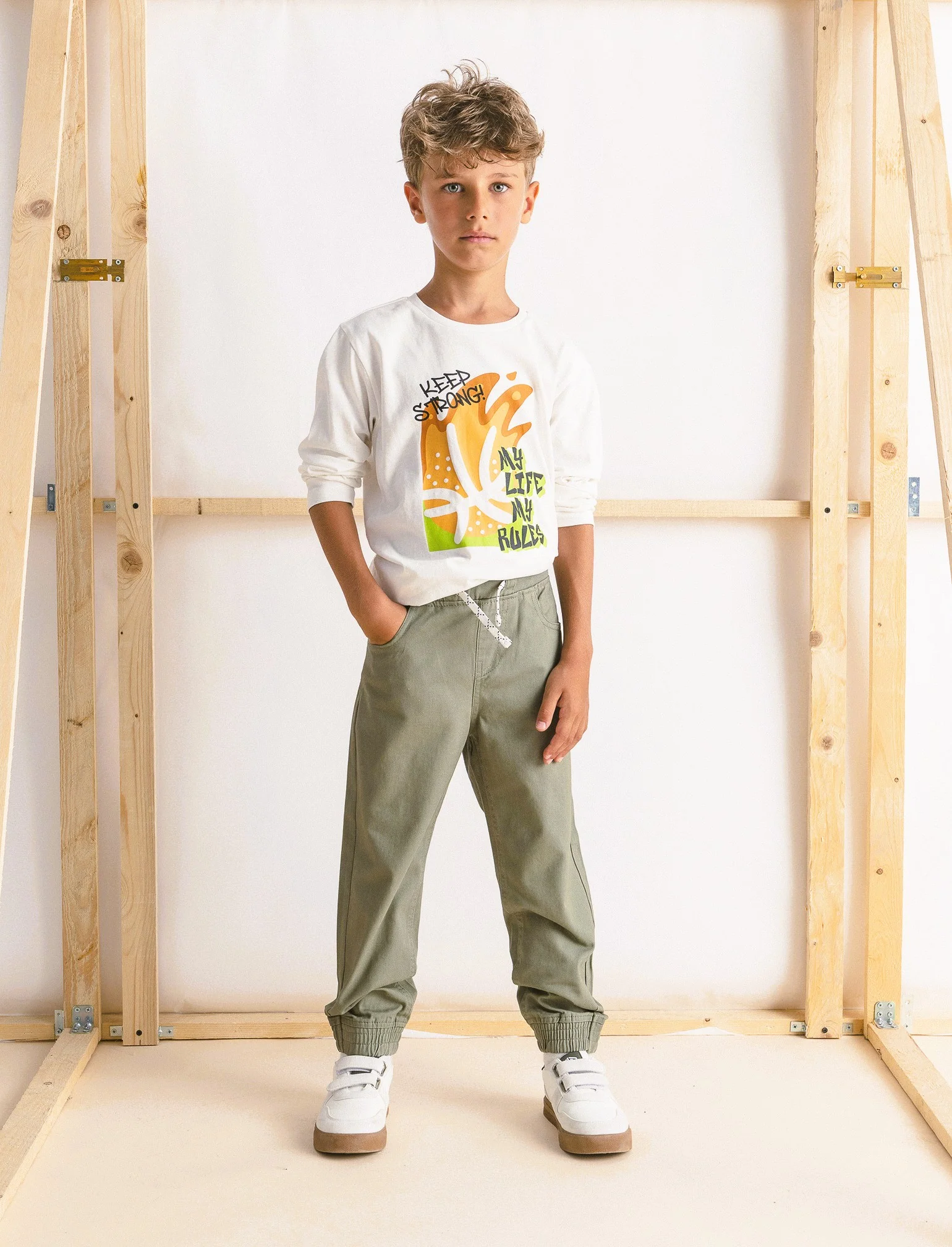 PANTALONI JOGGER IN COTONE - Verde militare