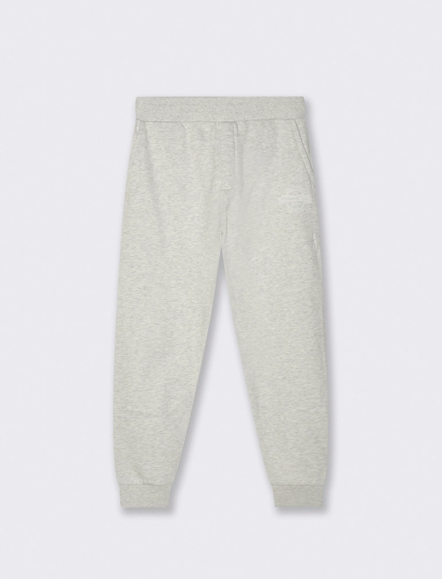 PANTALONI JOGGER IN FELPA CON STAMPA FLOCK - Grigio mel.