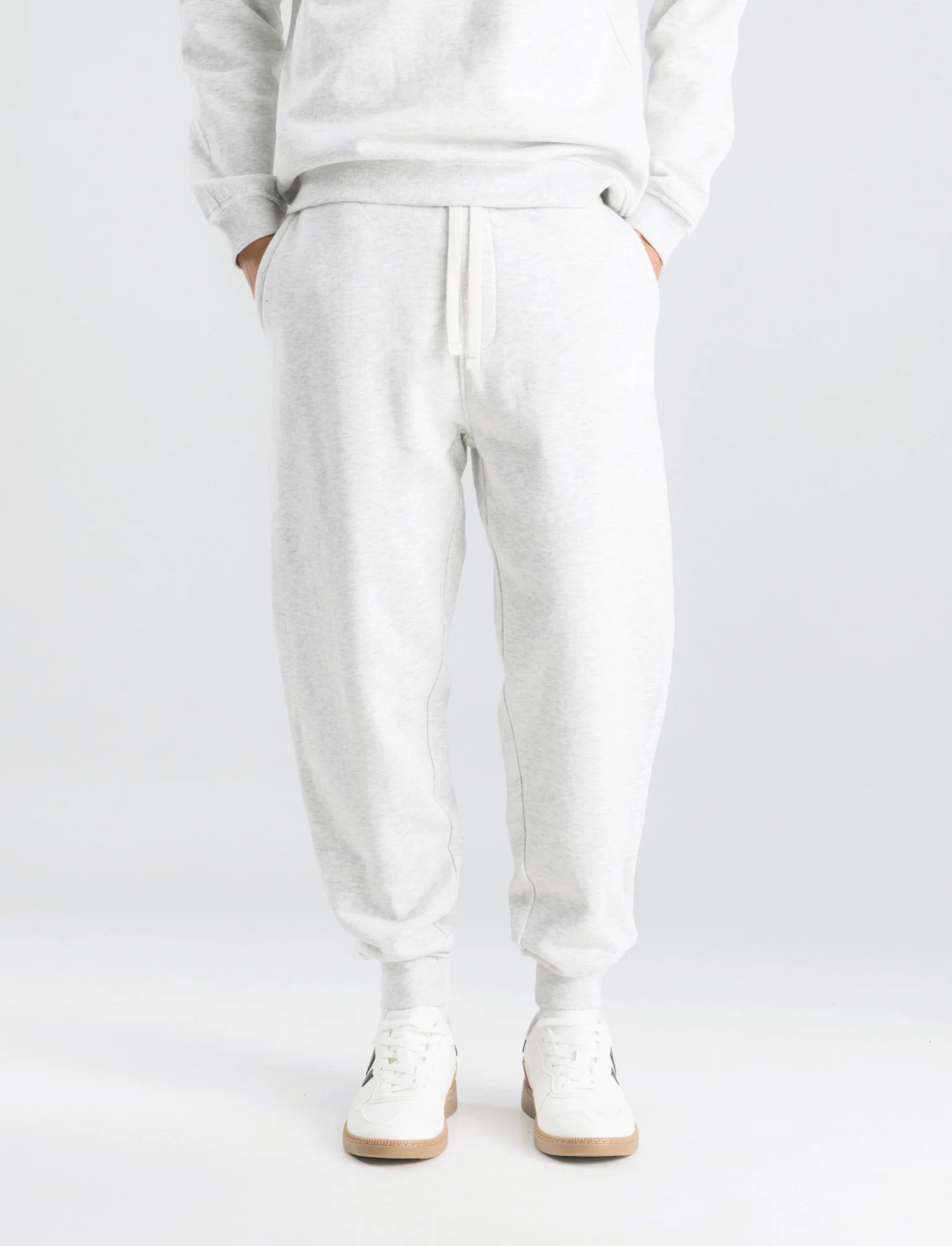 PANTALONI JOGGER IN FELPA CON STAMPA FLOCK - Grigio mel. - Image 4
