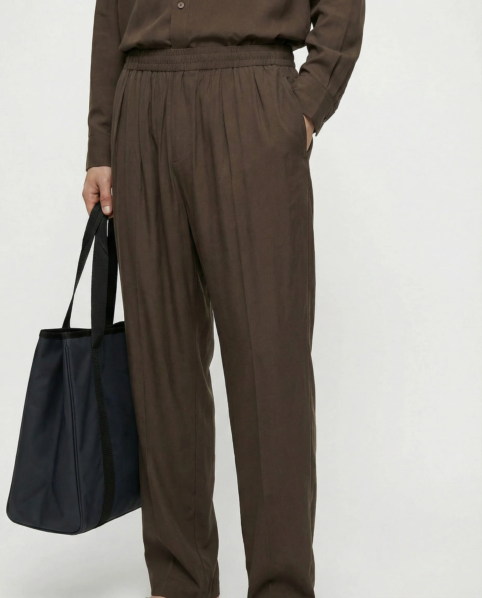 Pantaloni jogger in misto viscosa - Moro - Image 4