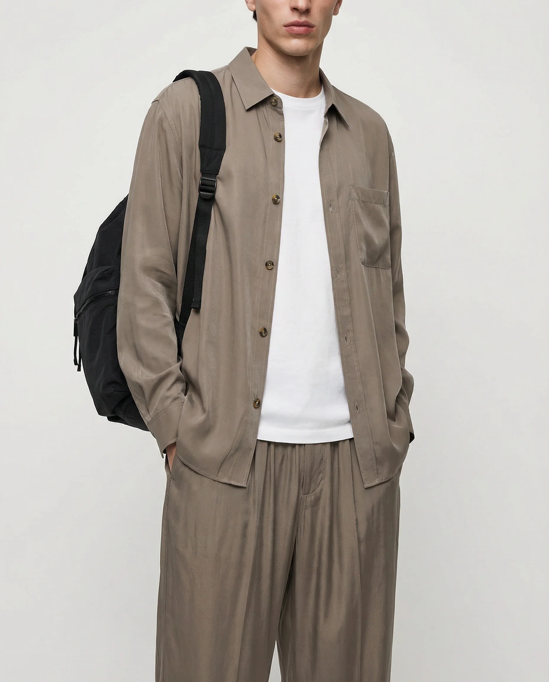 Pantaloni jogger in misto viscosa - Verde salvia - Image 4