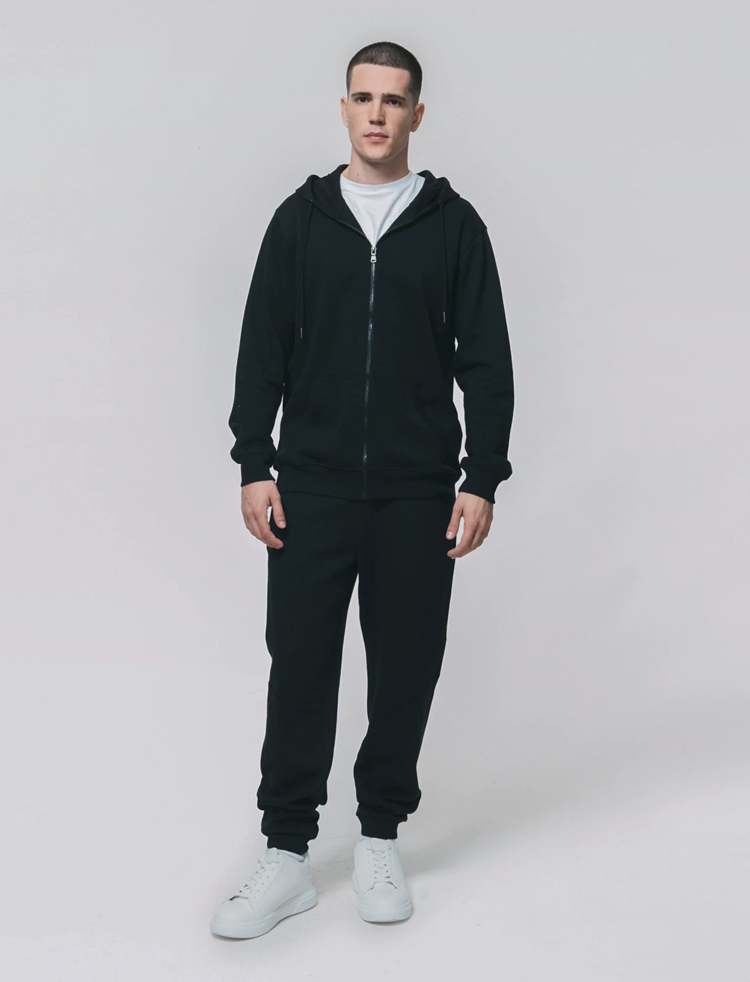 Pantaloni jogger in piquet doppiato - Nero - Image 2