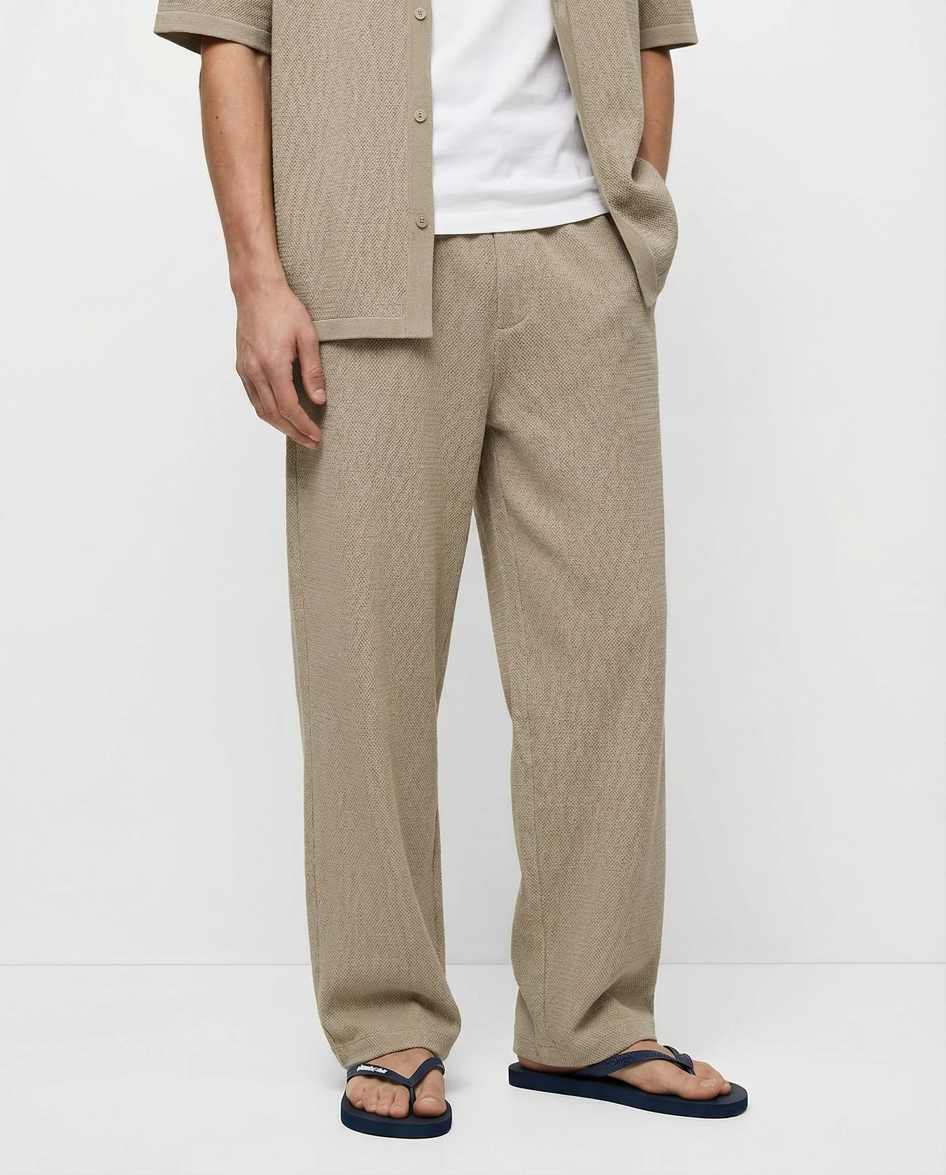 Pantaloni jogger in tessuto jacquard - Sabbia - Image 4