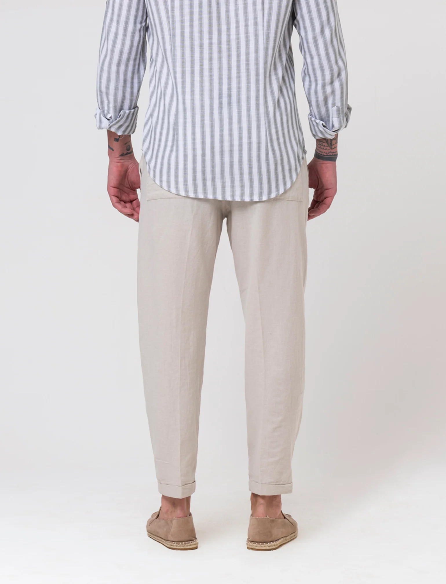 Pantaloni jogger in tessuto misto lino da uomo - Grigio ghiaccio - Image 2