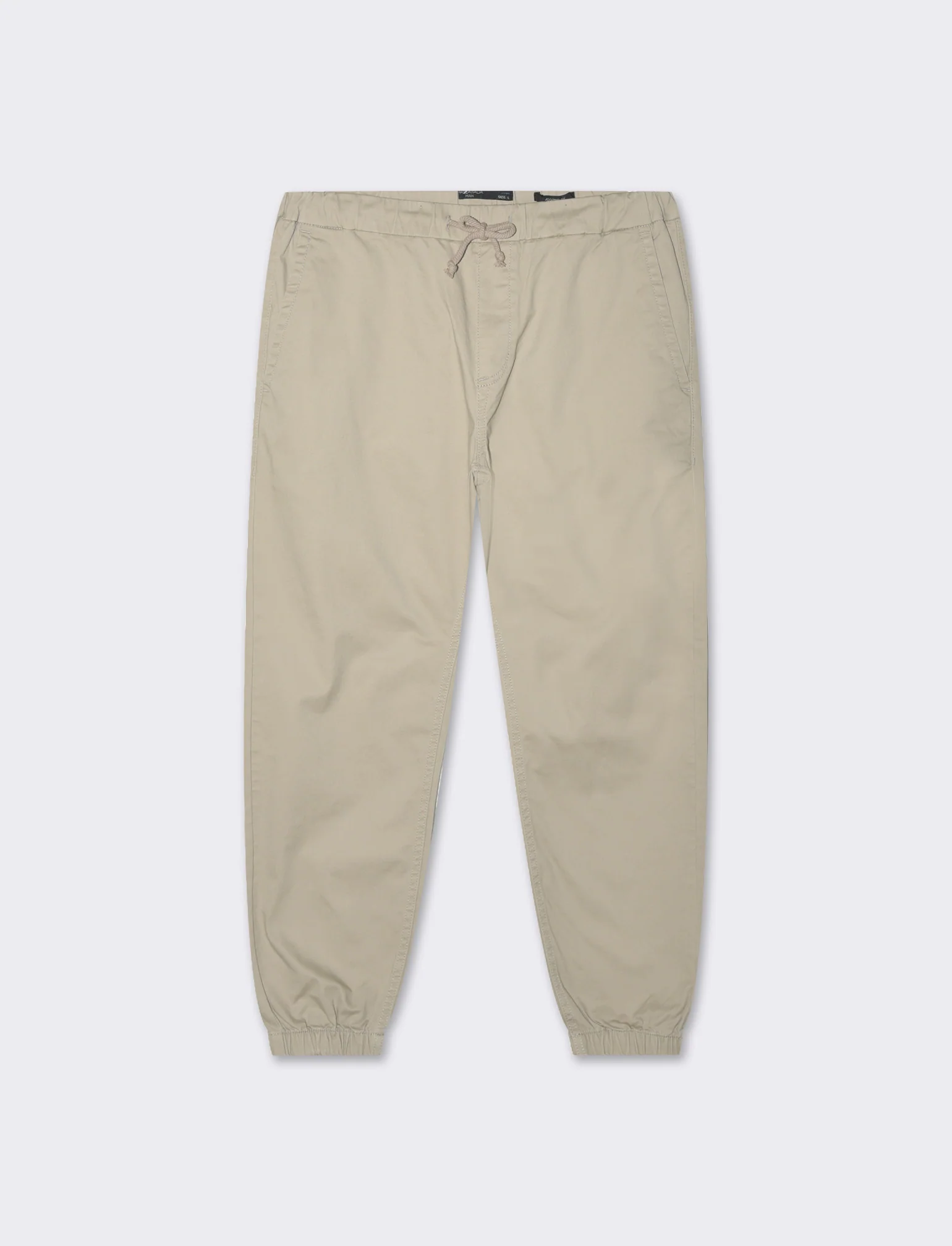 Pantaloni jogger in twill elasticizzato da uomo - Beige - Image 4