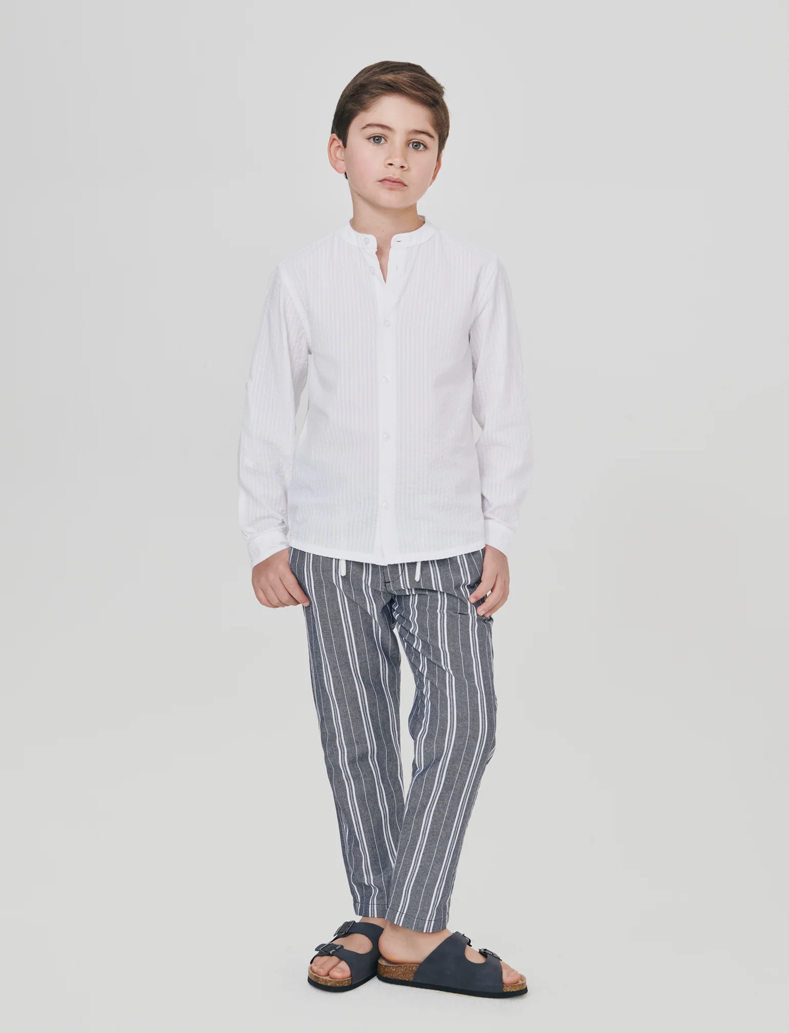 Pantaloni jogger rigati in cotone e lino - Righe - Image 3