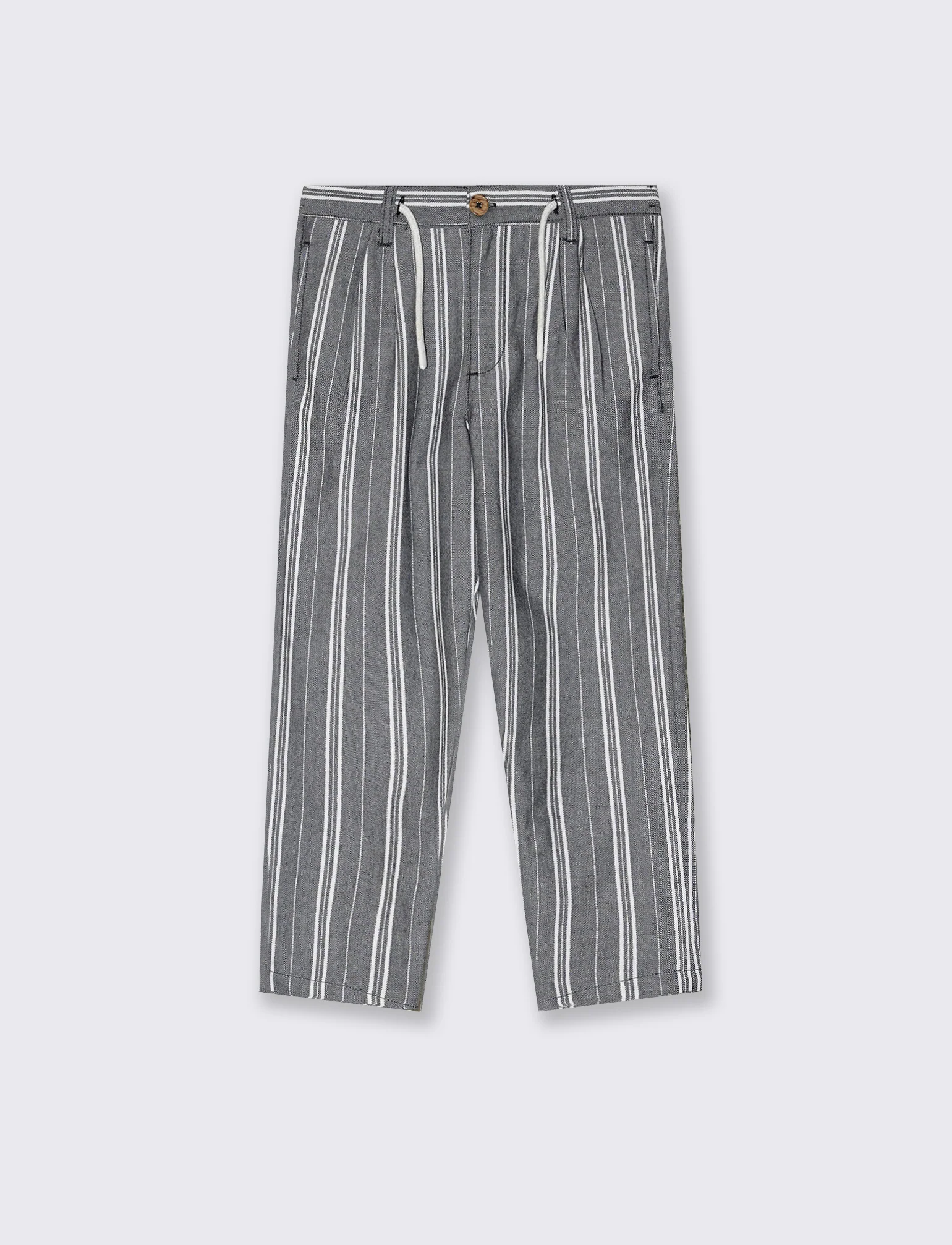Pantaloni jogger rigati in cotone e lino - Righe - Image 4