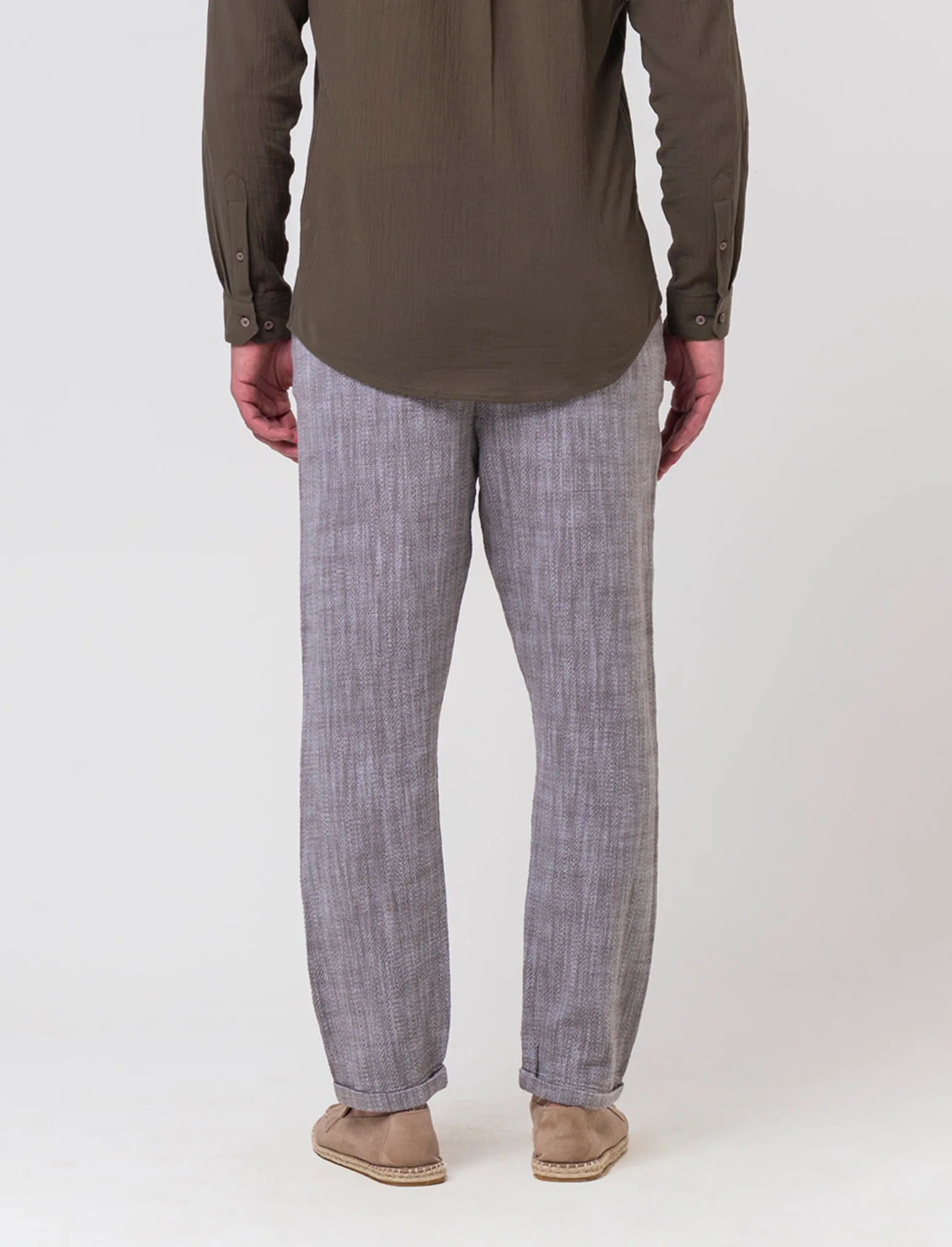 Pantaloni jogger tessuto strutturato da uomo - Grigio fango - Image 2