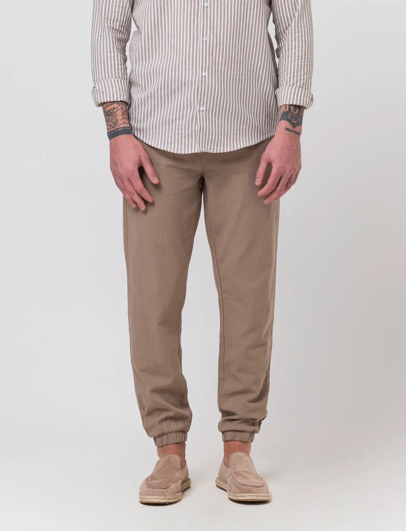 Pantaloni jogger tessuto strutturato da uomo - Grigio tortora