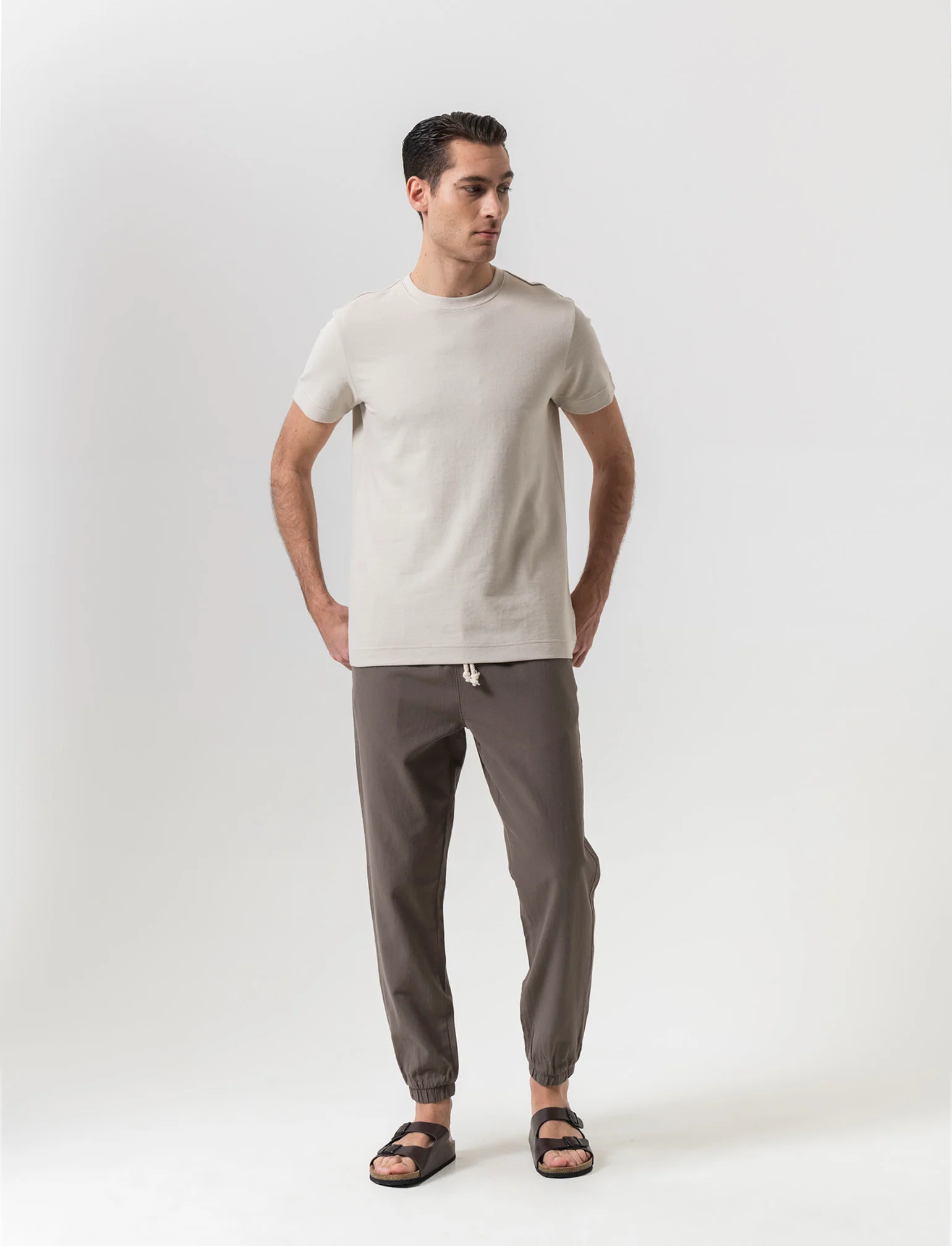 Pantaloni jogger tessuto strutturato da uomo - Verde kaki - Image 2