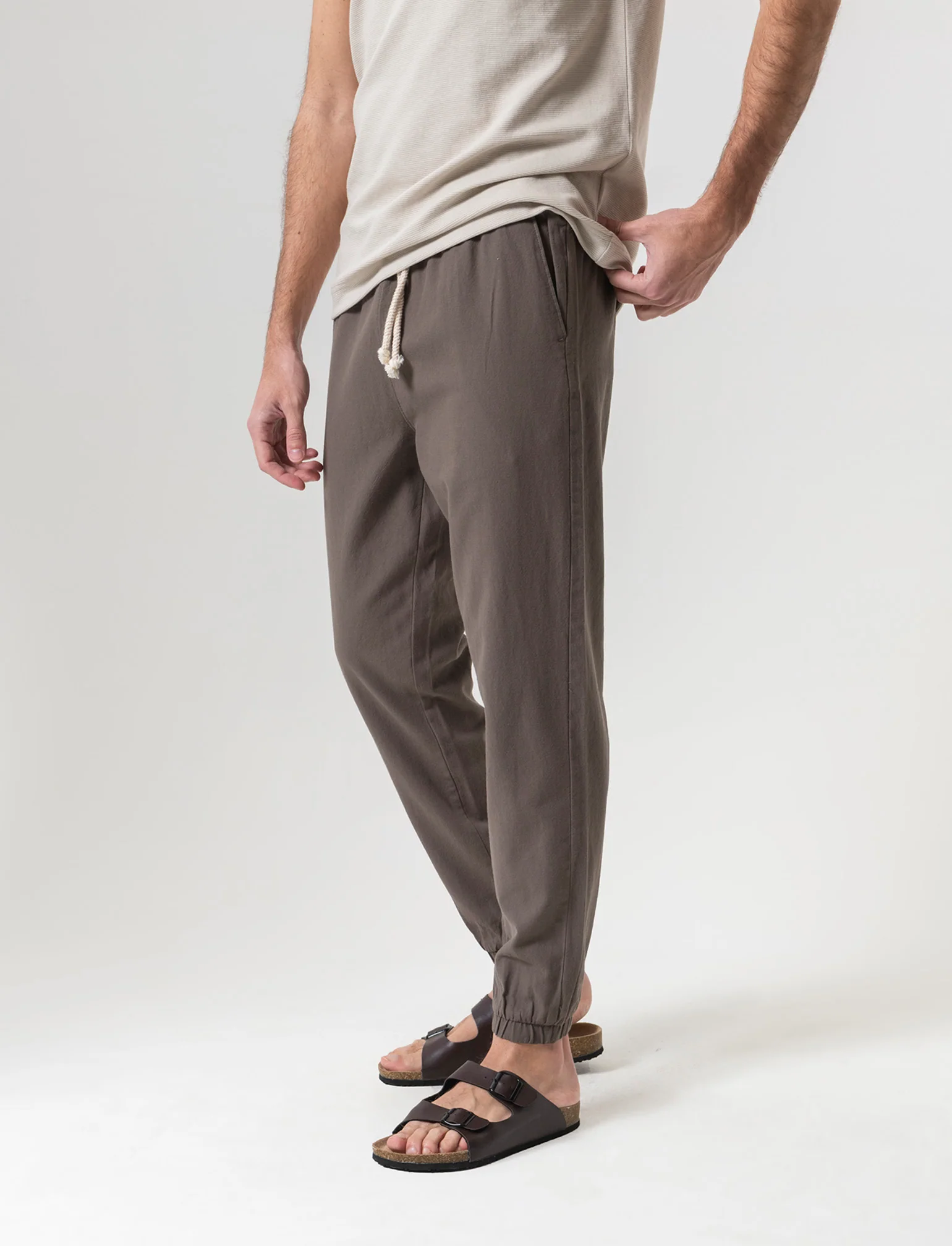 Pantaloni jogger tessuto strutturato da uomo - Verde kaki - Image 3