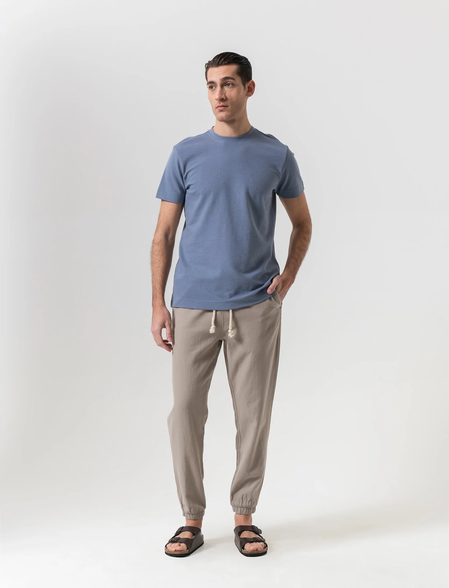 Pantaloni jogger tessuto strutturato da uomo - Verde salvia - Image 2
