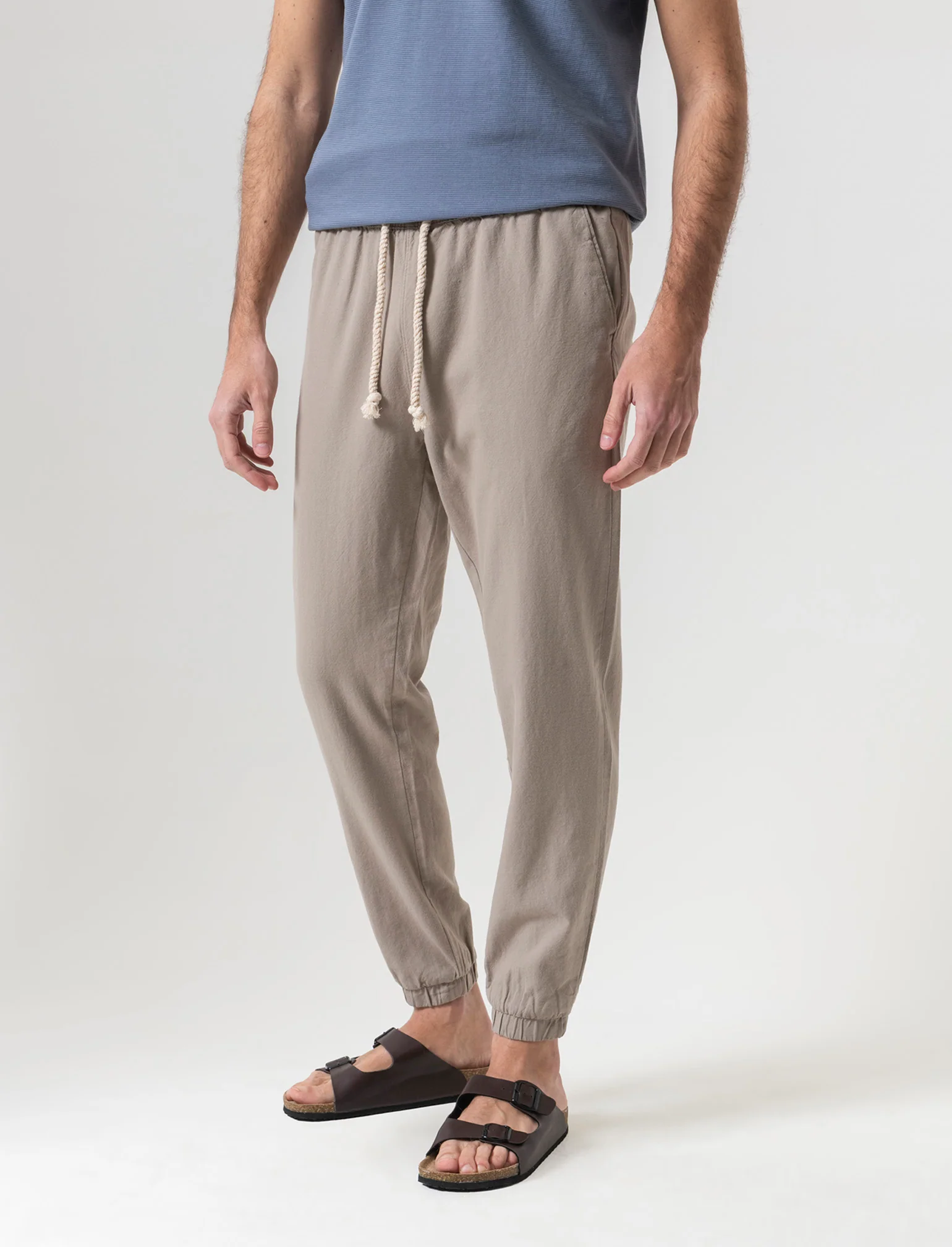 Pantaloni jogger tessuto strutturato da uomo - Verde salvia - Image 3
