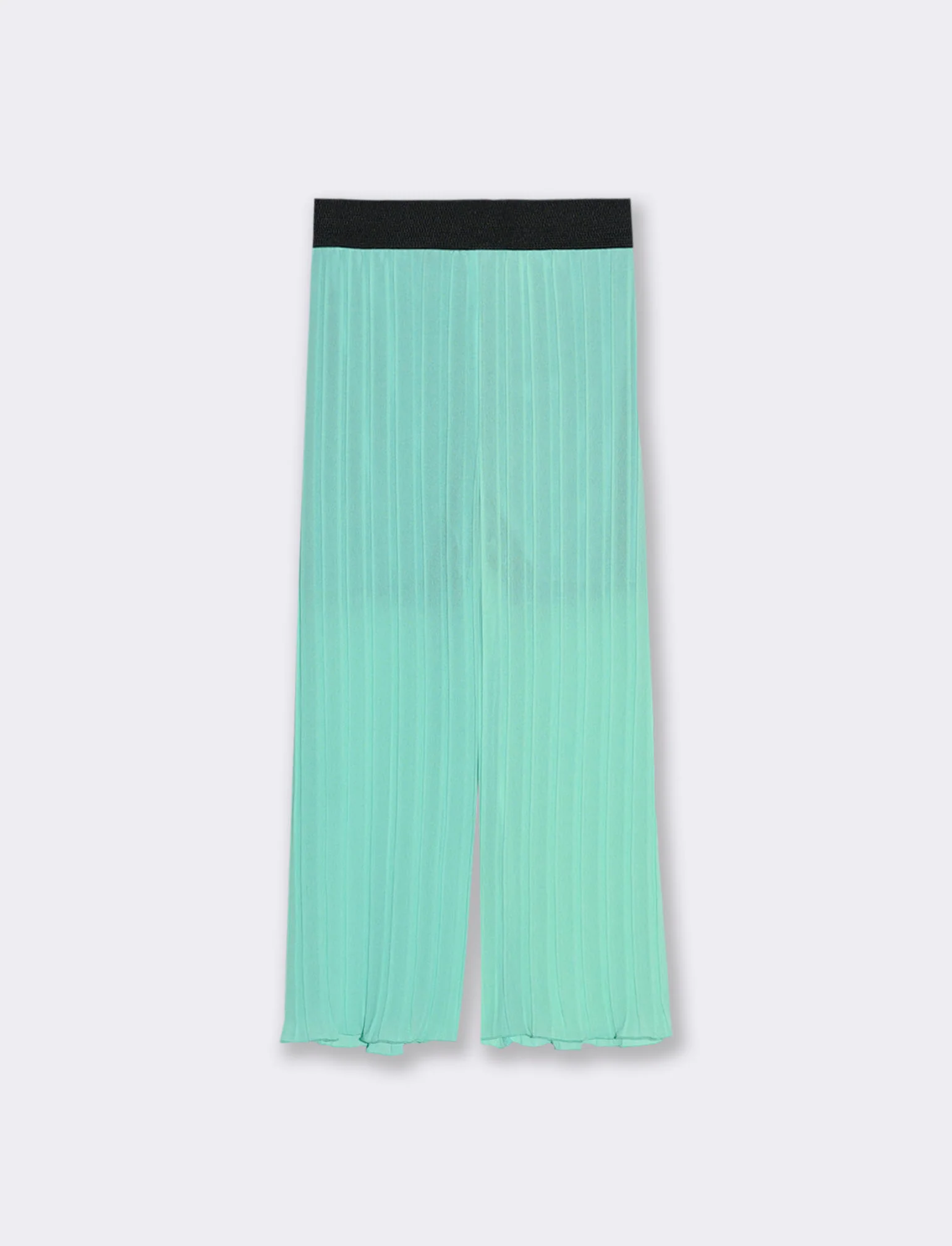 Pantaloni leggeri effetto plissé. - Verde - Image 2
