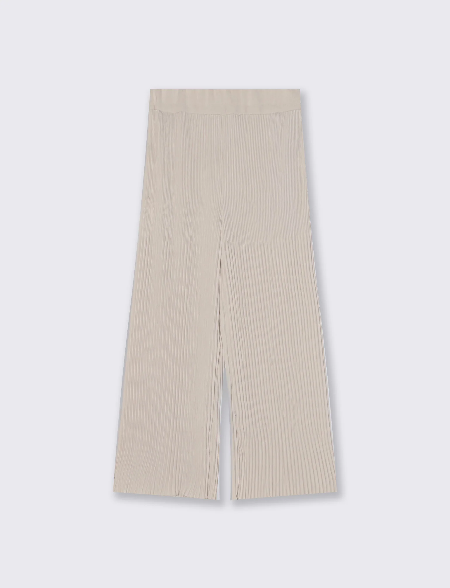 Pantaloni Morbidi a Costine Plissettati - Bianco gesso - Image 2