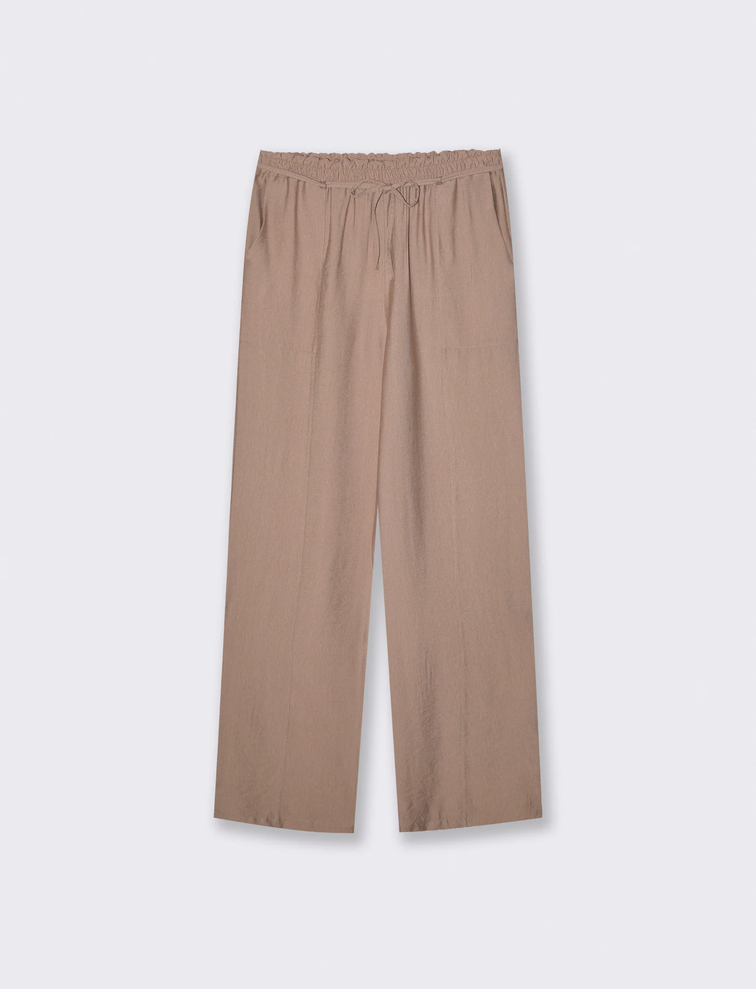 Pantaloni morbidi con coulisse in vita - Grigio fango