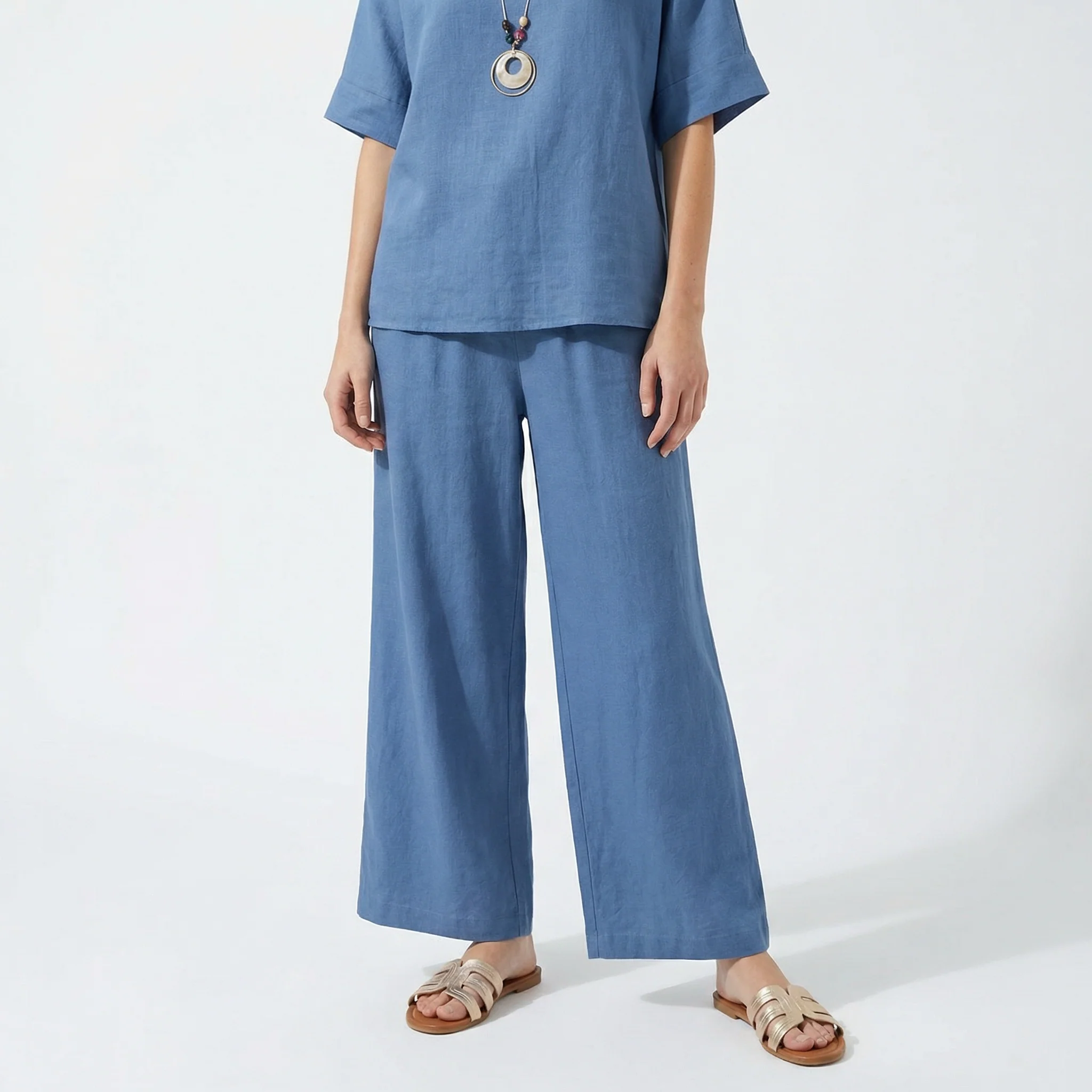 Pantaloni morbidi con elastico per lei - Denim - Image 3