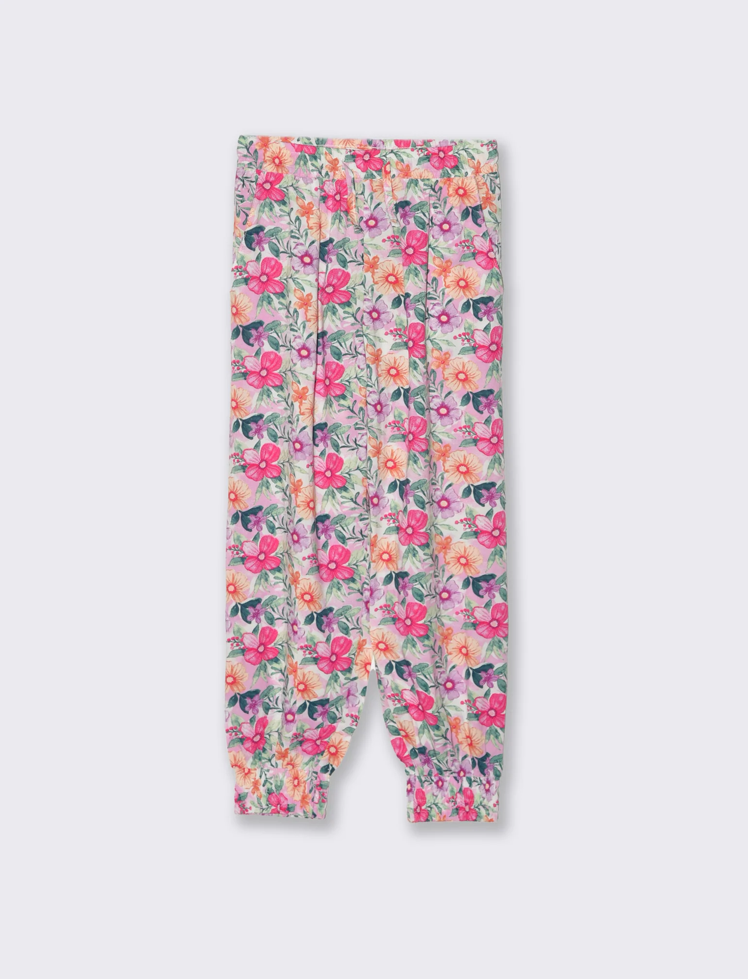 Pantaloni morbidi con laccio in vita da bambina - Rosa