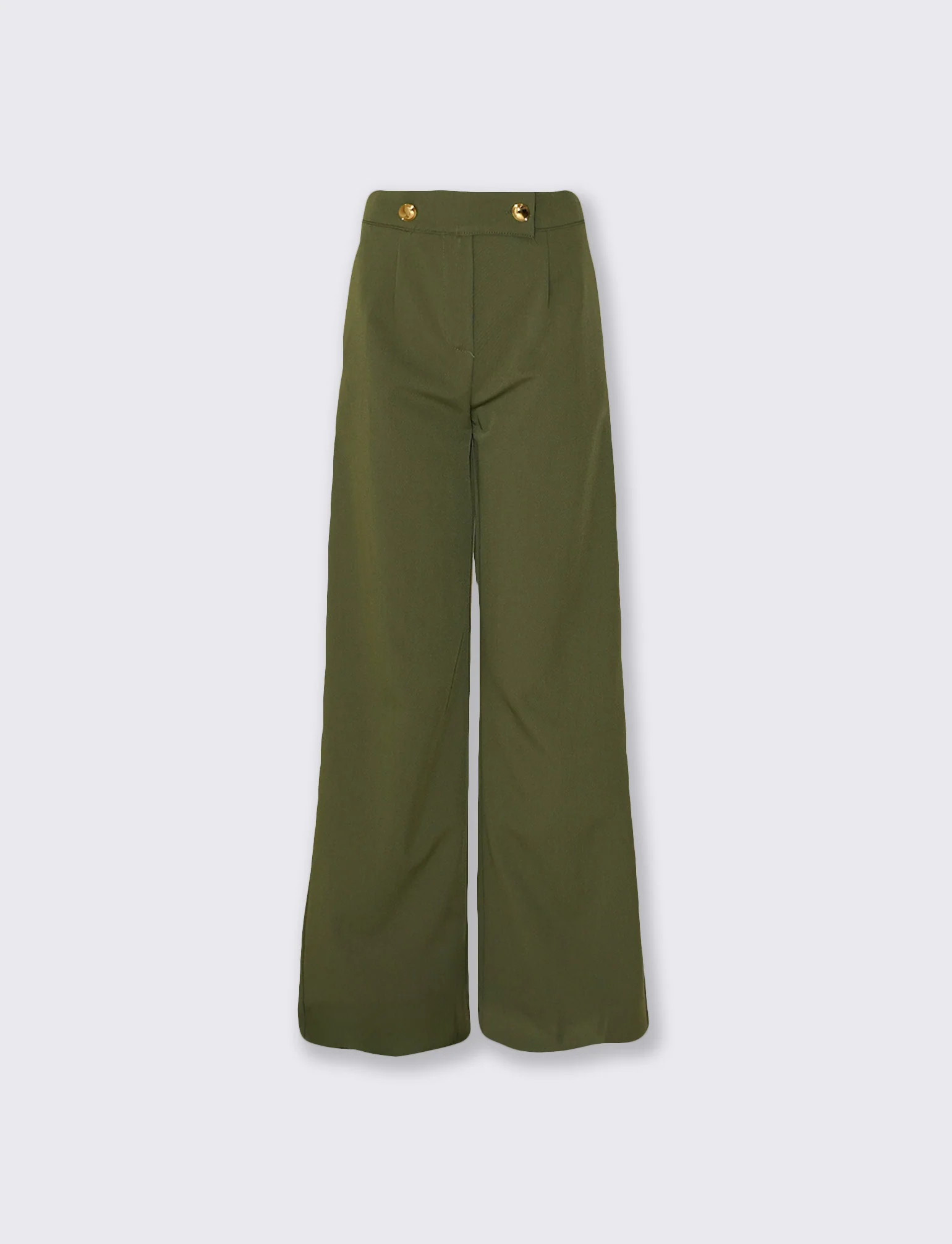 Pantaloni Palazzo con Bottoni in Vita - militare - Image 4