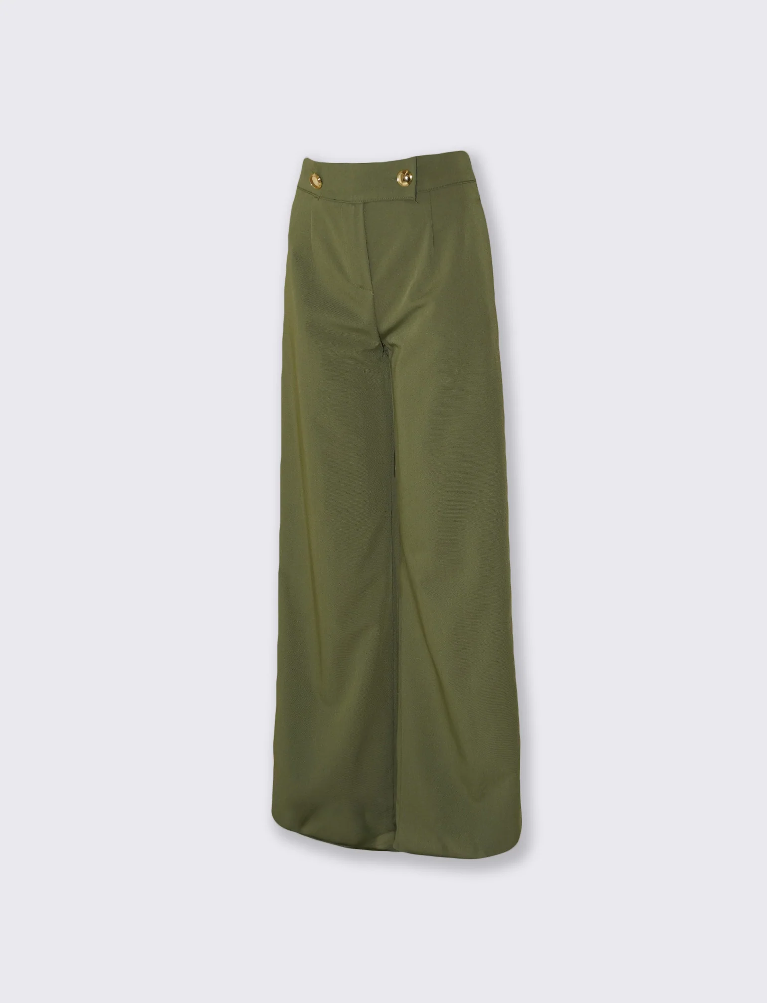 Pantaloni Palazzo con Bottoni in Vita - militare - Image 6