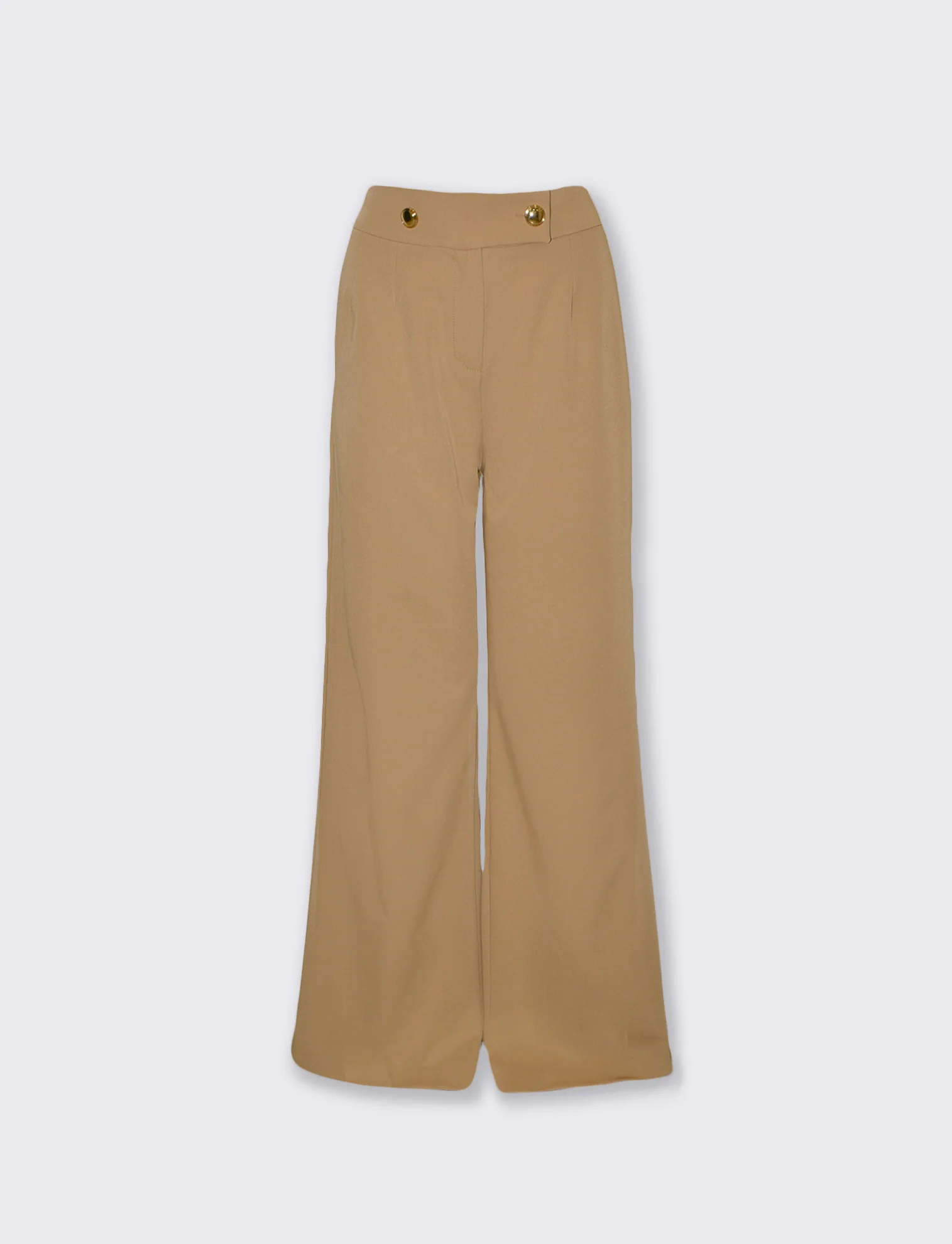 Pantaloni Palazzo con Bottoni in Vita - Sabbia