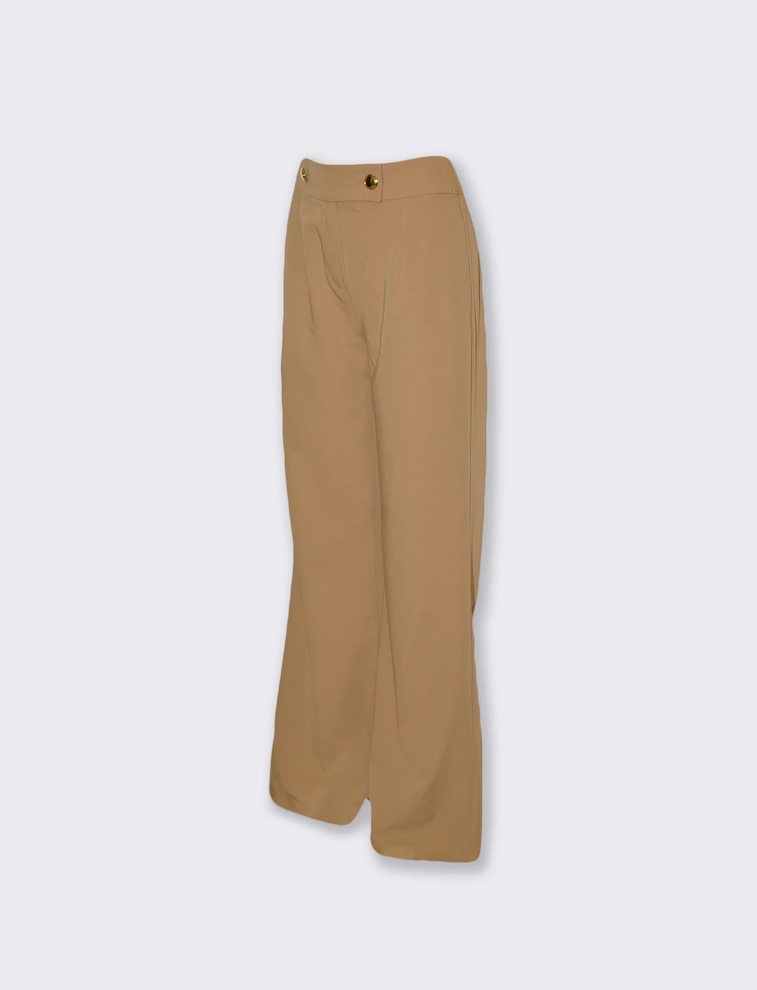 Pantaloni Palazzo con Bottoni in Vita - Sabbia - Image 2