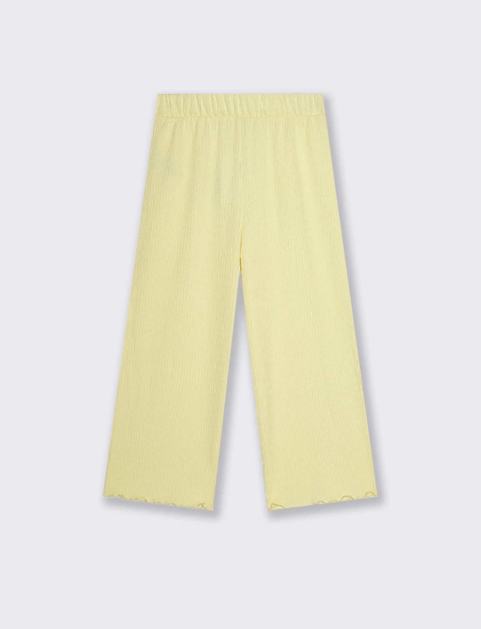 Pantaloni Palazzo Goffrati con Vita Elastica - Giallo - Image 2