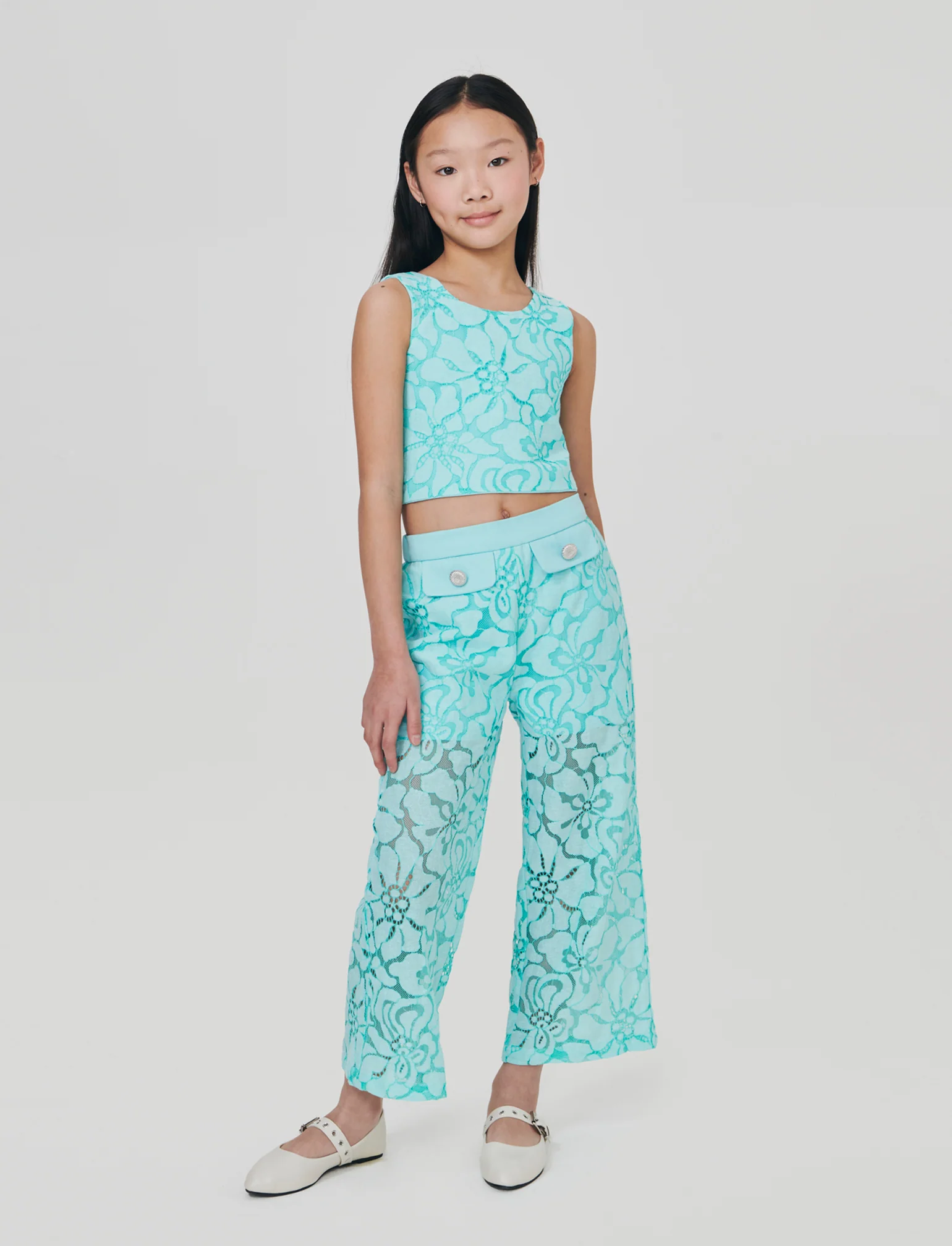 Pantaloni Palazzo in Macramè Colorati - Verde acqua