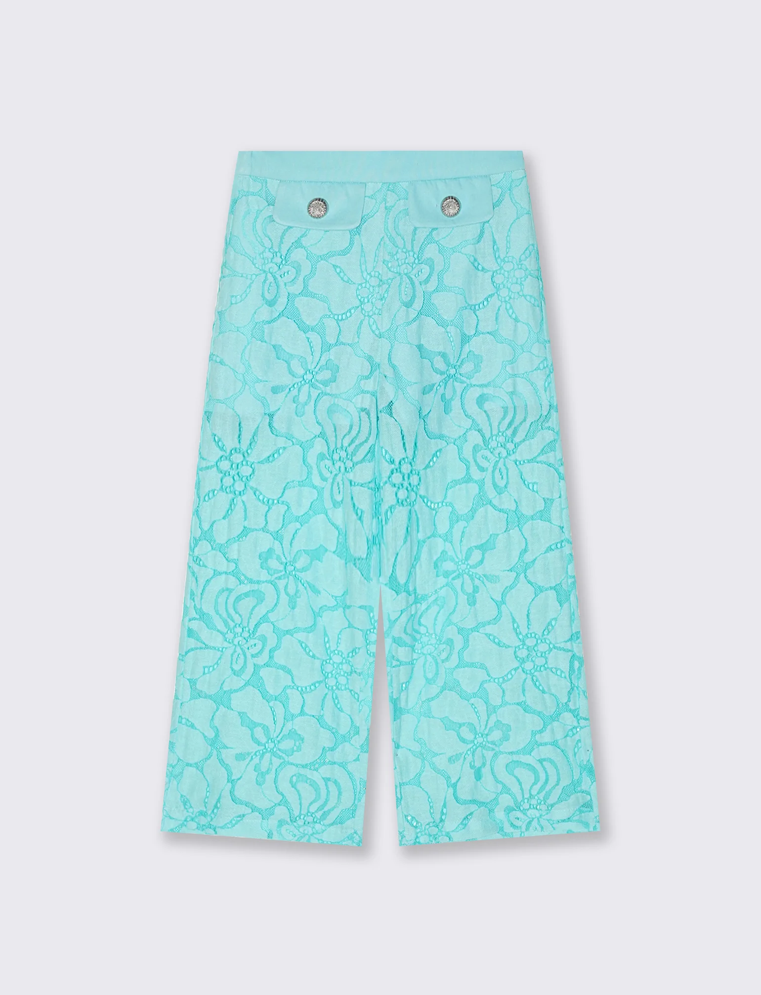 Pantaloni Palazzo in Macramè Colorati - Verde acqua - Image 2