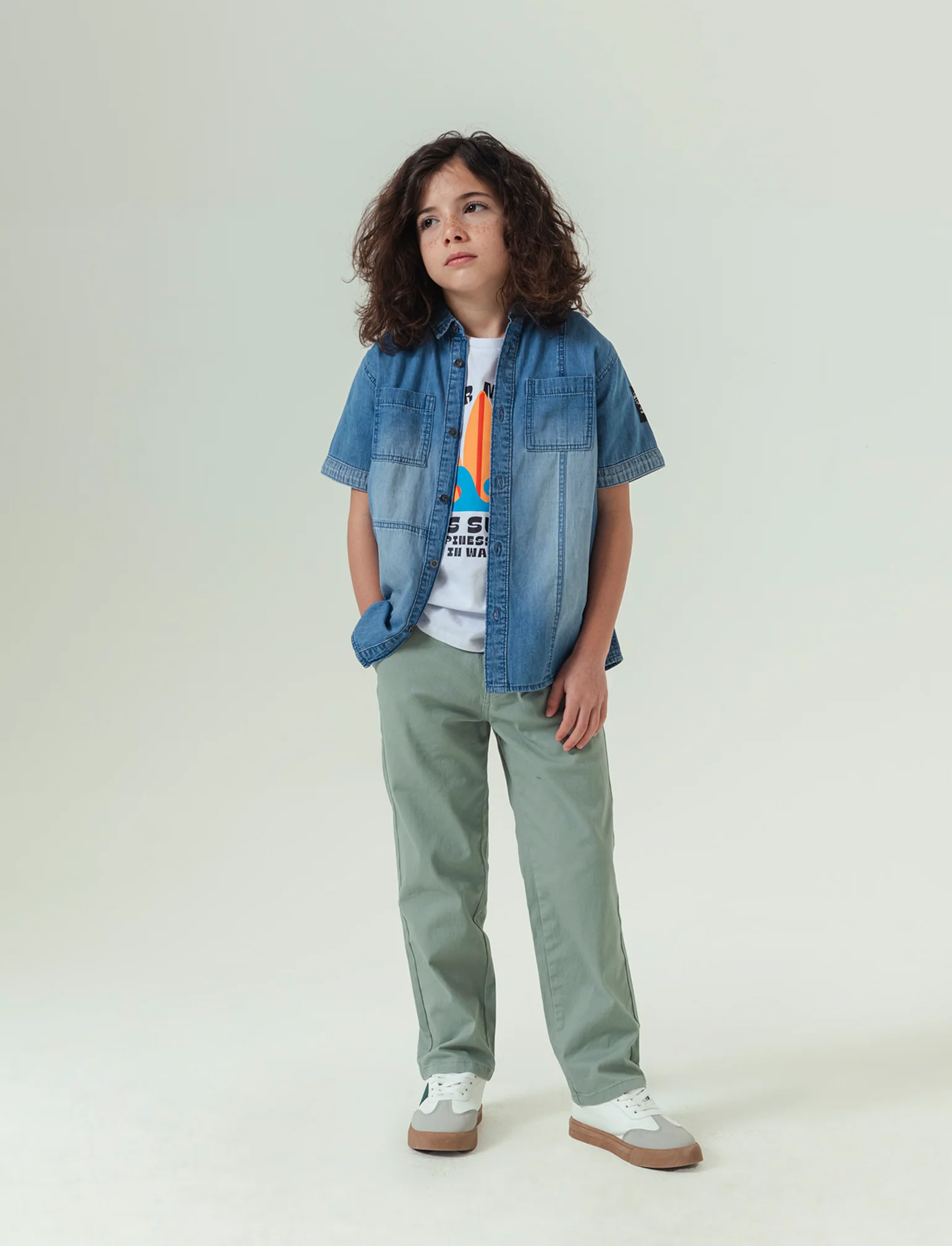 Pantaloni regular da bambino - Verde salvia