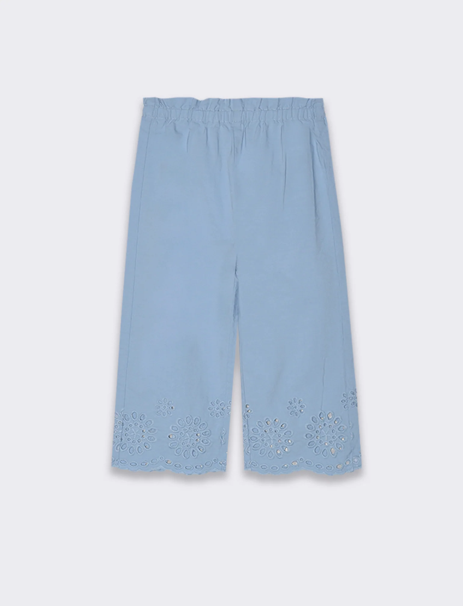 Pantaloni ricamati da neonata - Azzurro