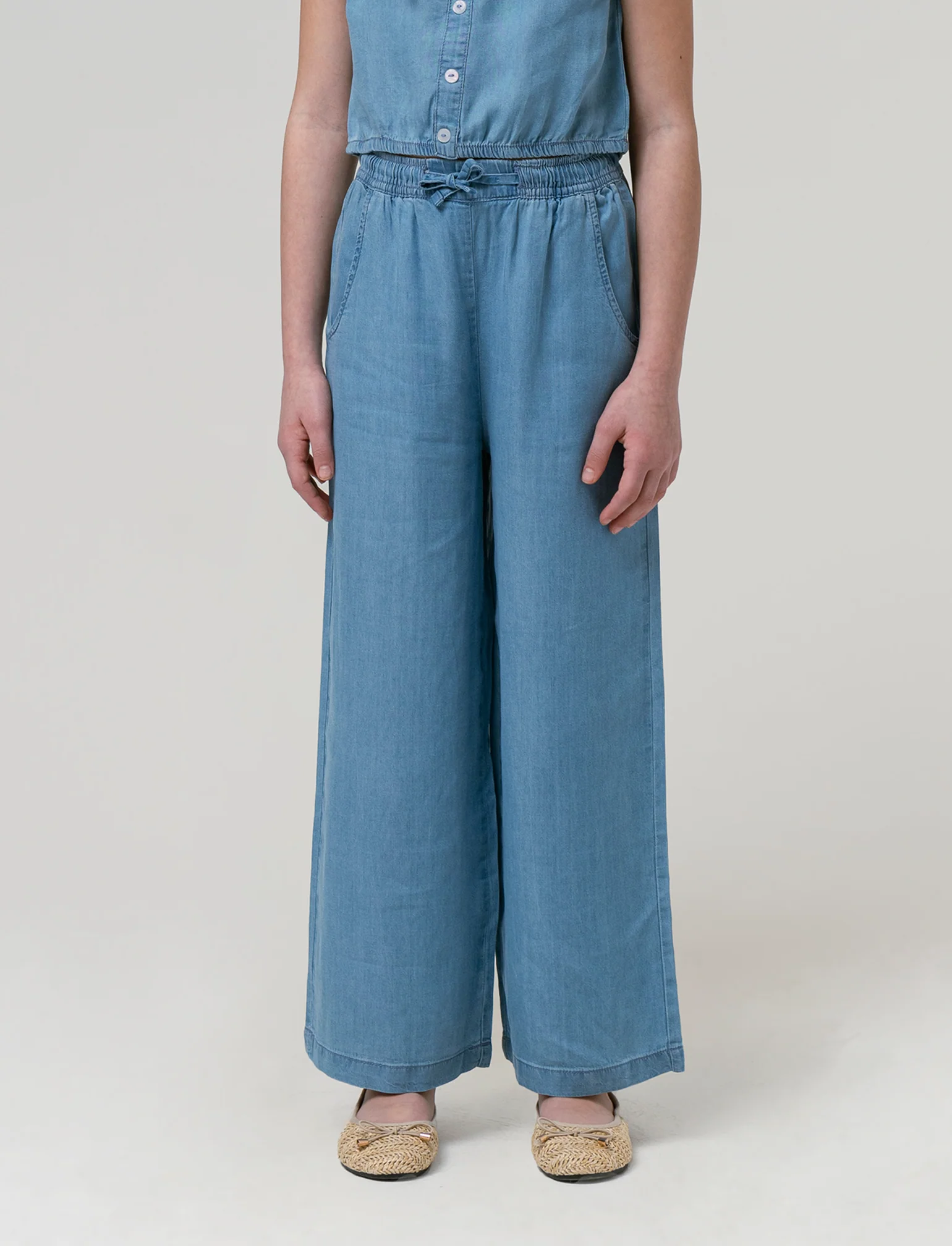 Pantaloni rigati da bambina - Denim