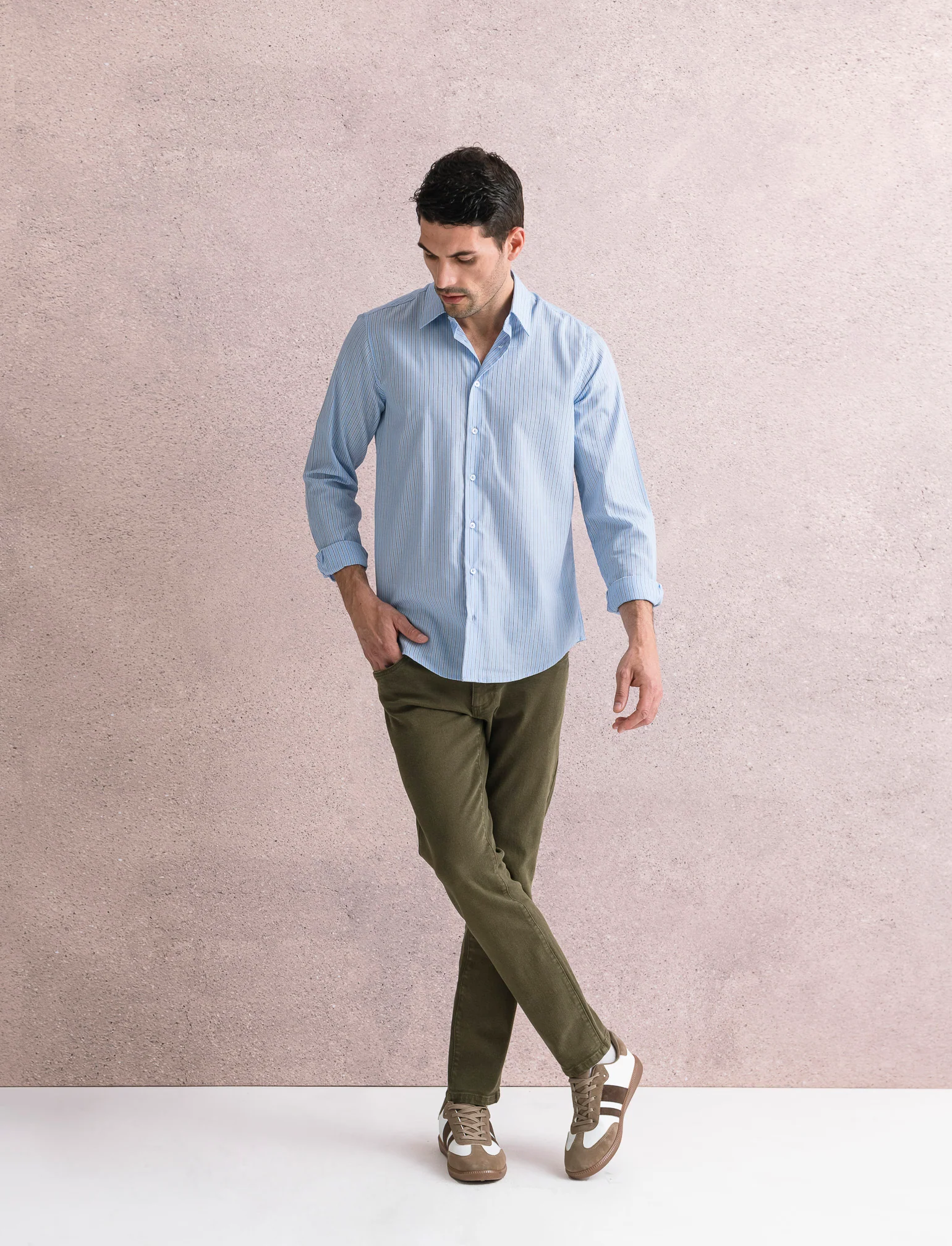 PANTALONI SLAVATI 5 TASCHE SLIM FIT - Verde kaki - Image 3
