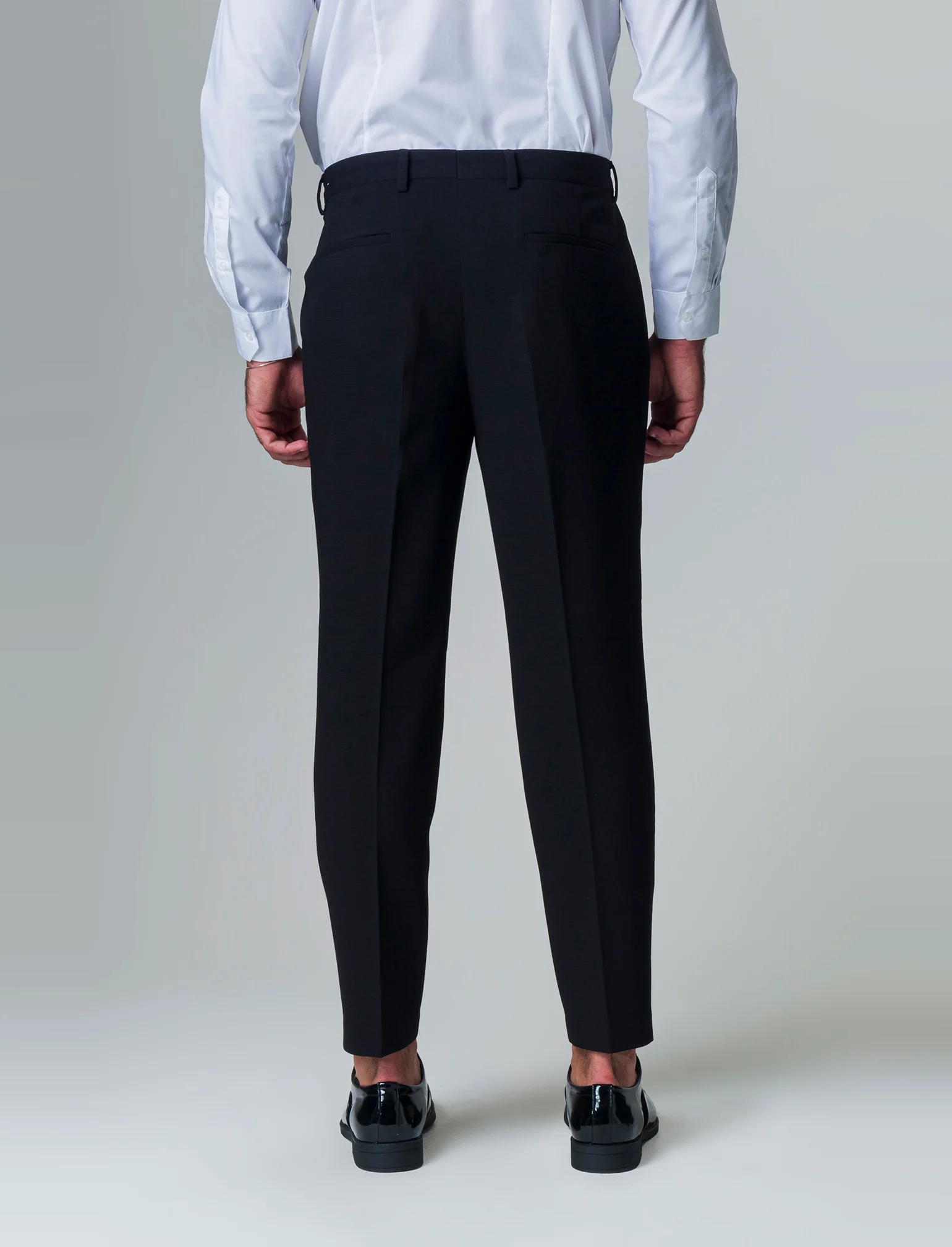 Pantaloni struttura micro waffel da completo da uomo - Nero - Image 2