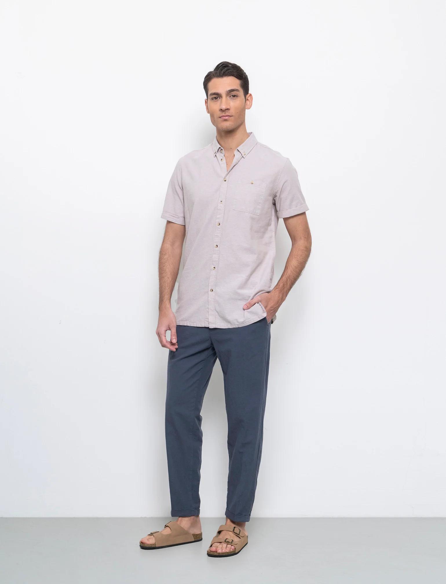 Pantaloni vita jogger misto lino da uomo - Avion - Image 3
