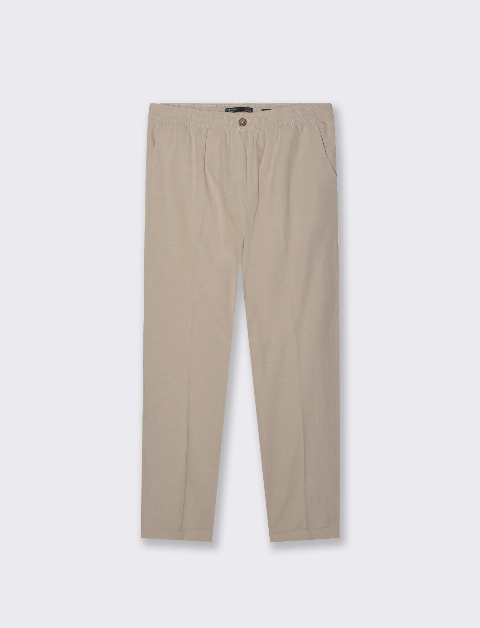 Pantaloni vita jogger misto lino da uomo - Beige - Image 4