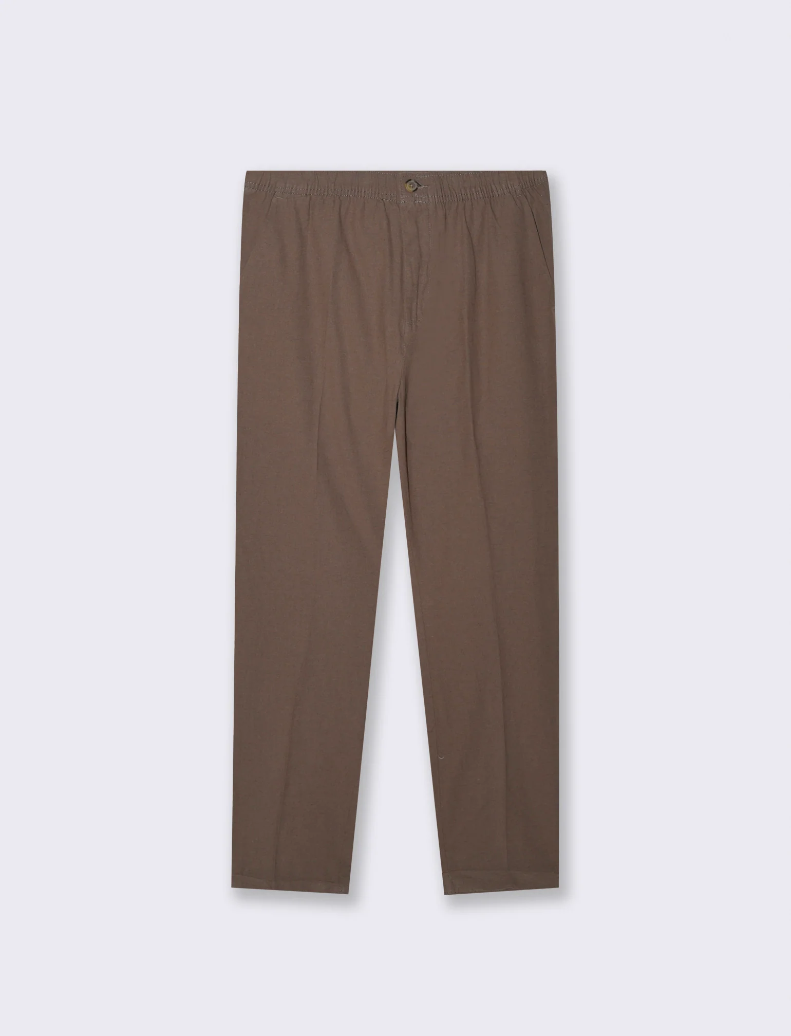 Pantaloni vita jogger misto lino da uomo - Grigio fango - Image 4
