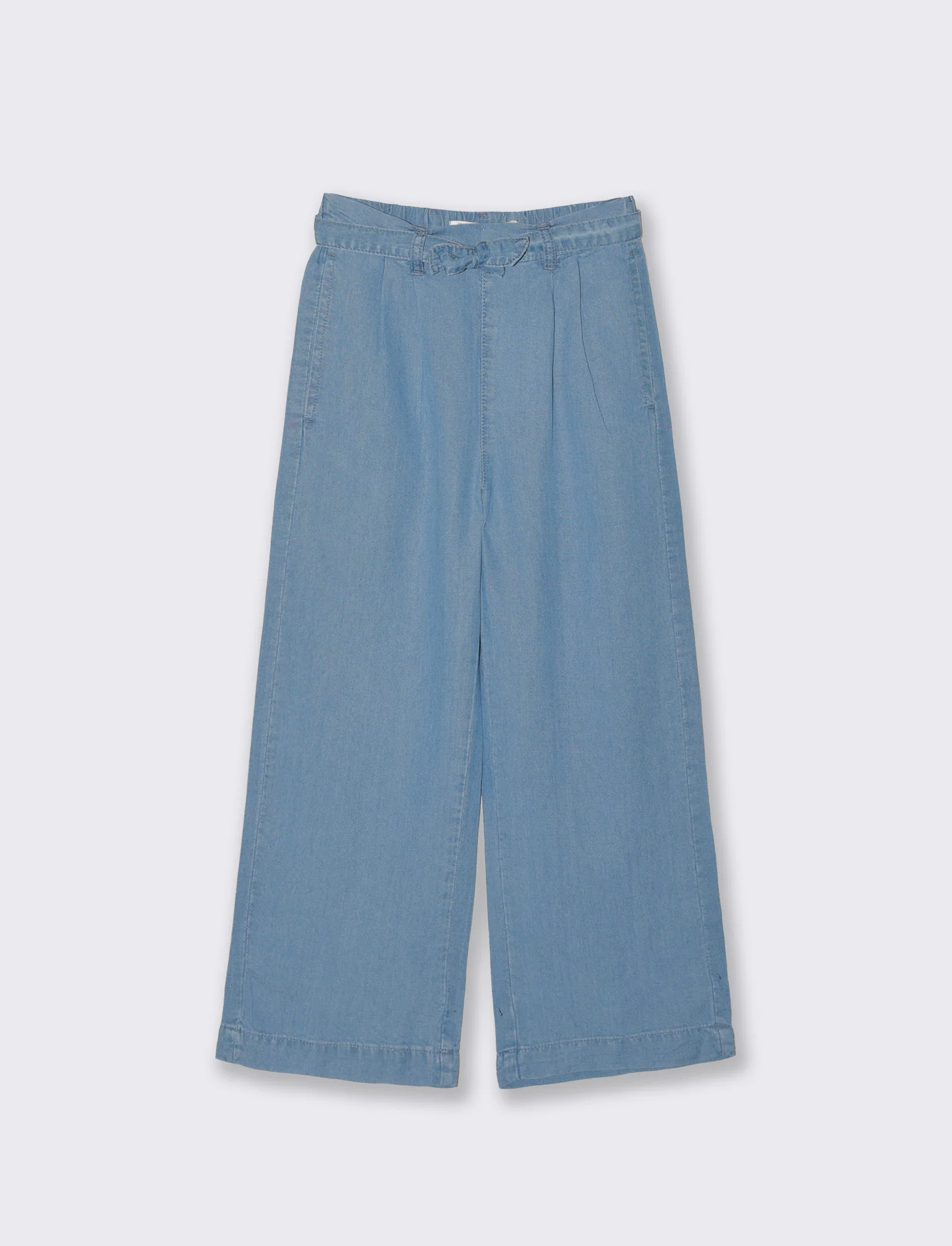 Pantaloni wide leg in chambray morbido - Denim