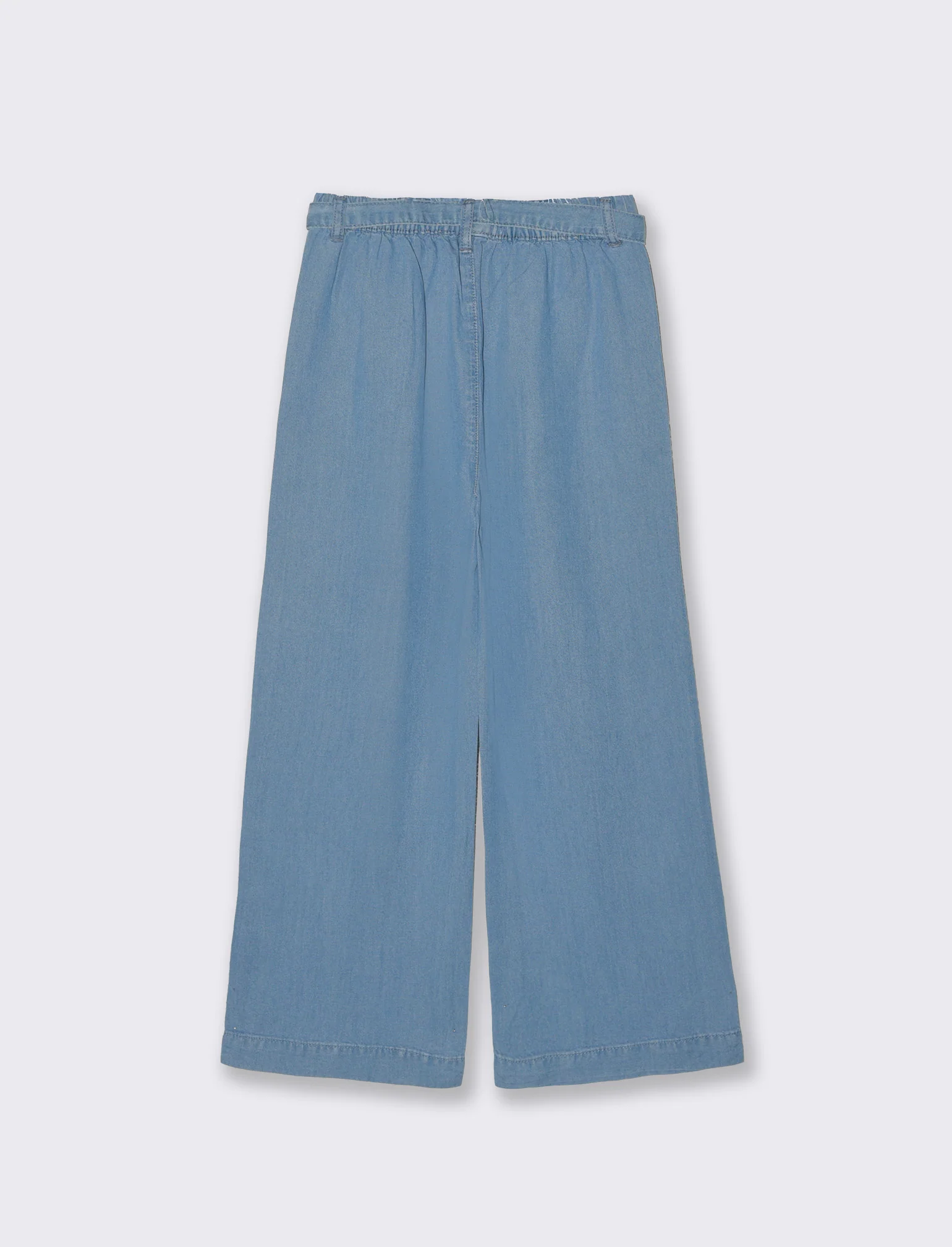 Pantaloni wide leg in chambray morbido - Denim - Image 2