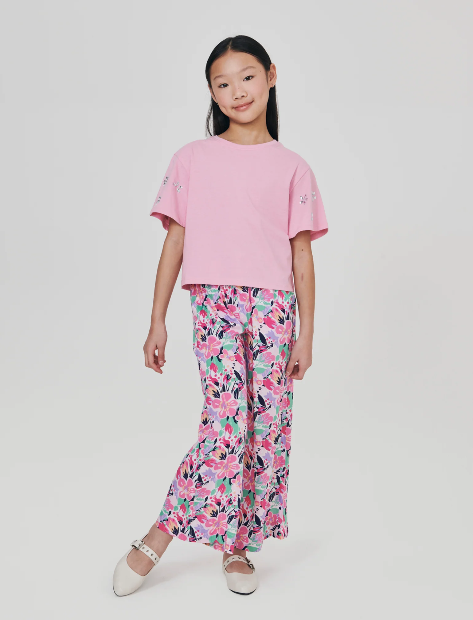 Pantaloni wide leg in viscosa brillante - Fantasia - Image 3