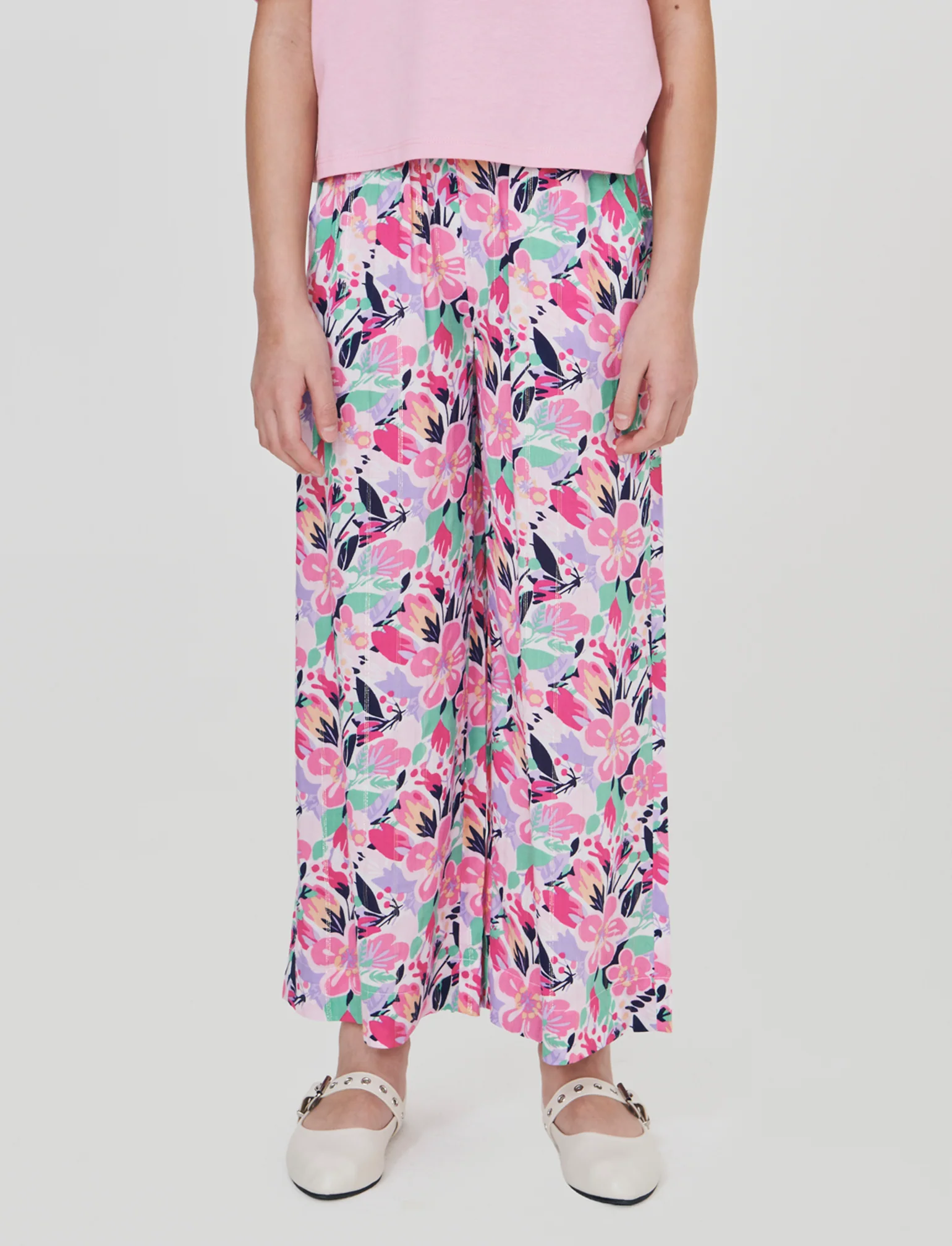 Pantaloni wide leg in viscosa brillante - Fantasia - Image 4