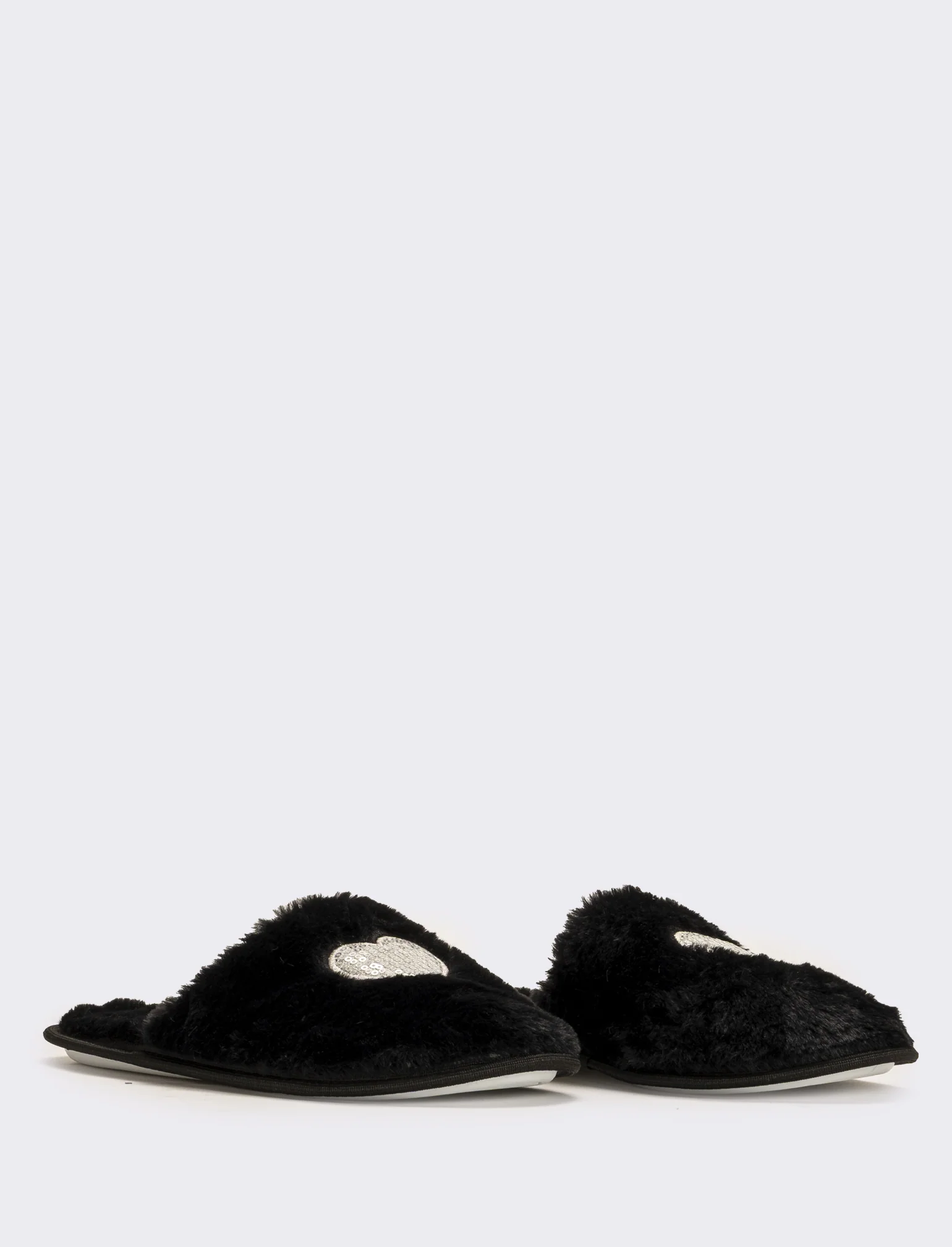 Pantofola calda effetto furry da donna - Nero - Image 2