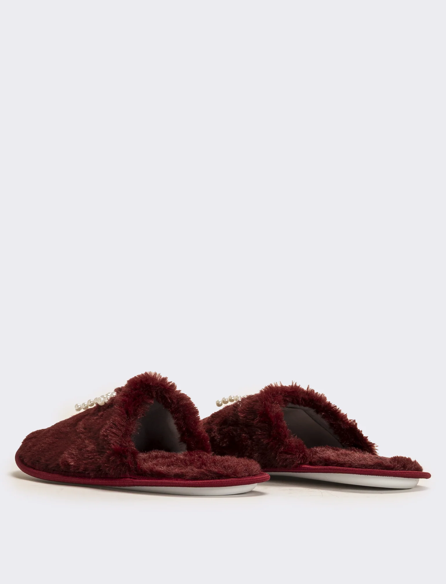 Pantofola da donna con fiocco di perle - Bordeaux - Image 3