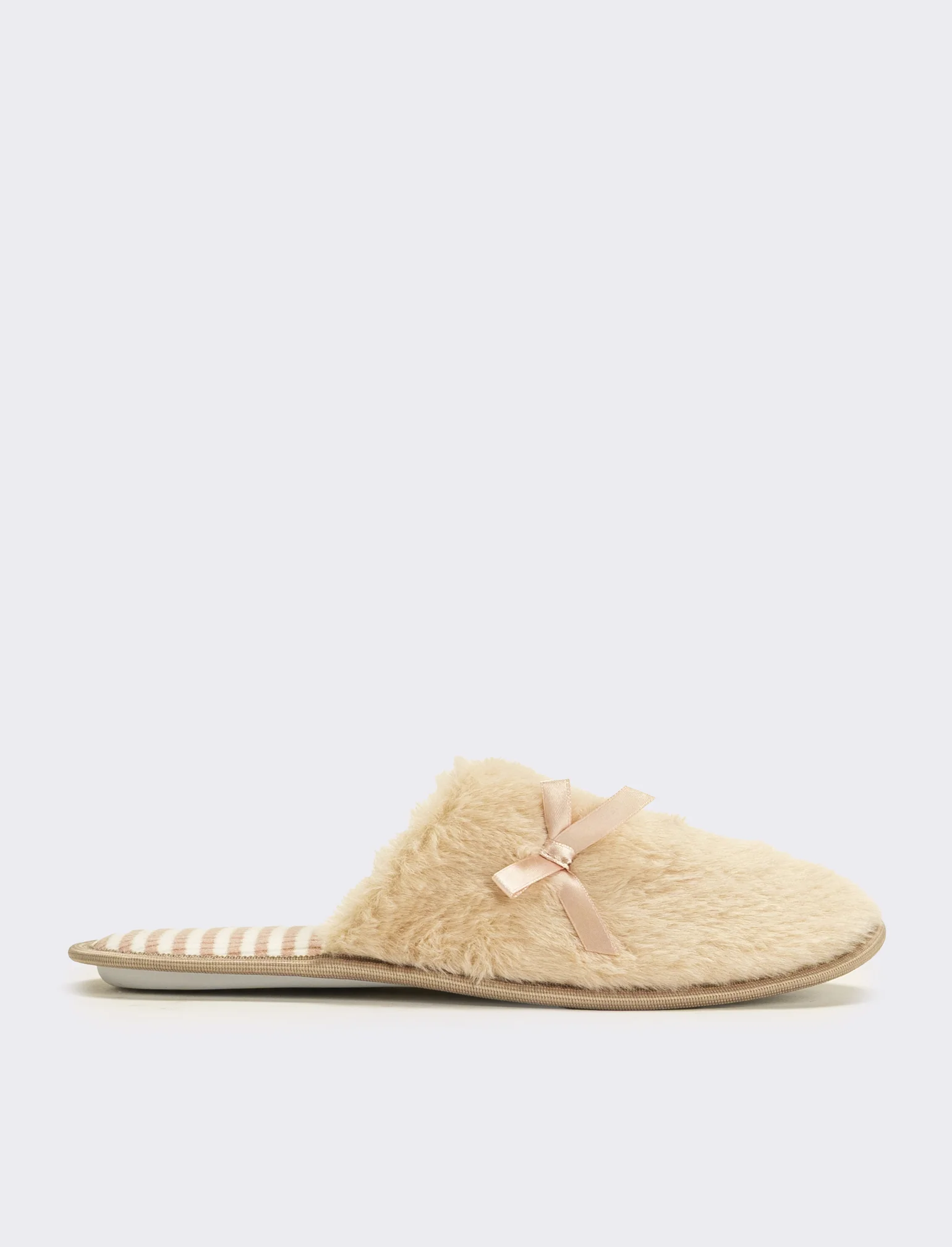 Pantofola donna con fiocco - Beige
