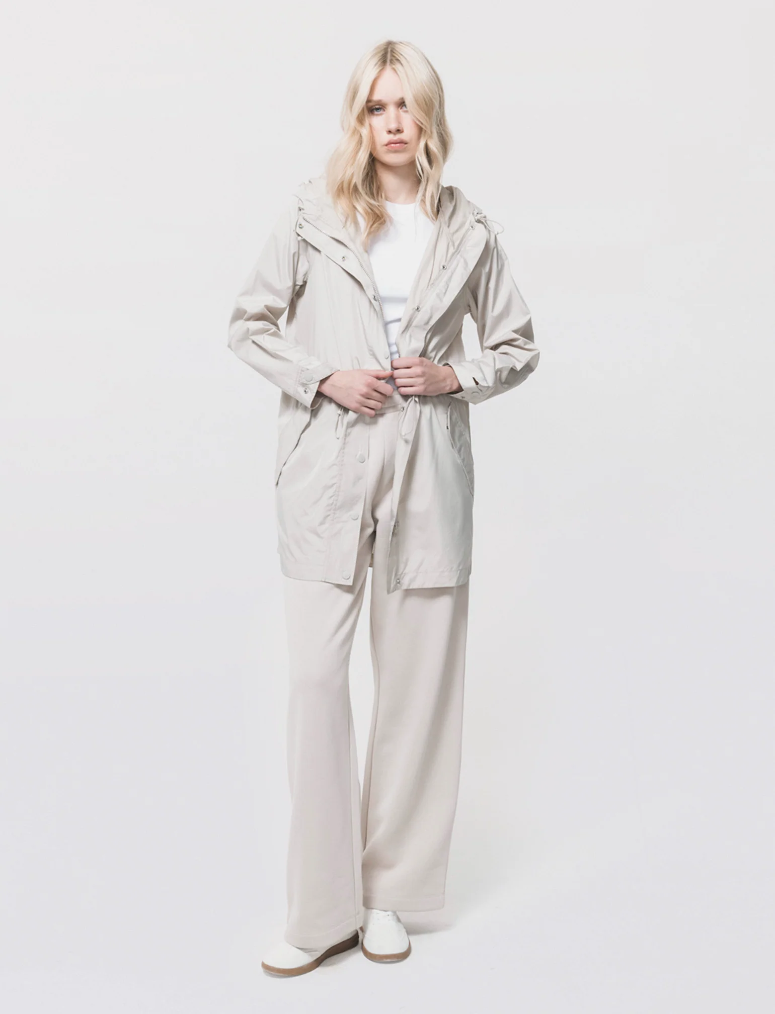 Parka Ripiegabile con Cappuccio e Zip - Beige grano - Image 3