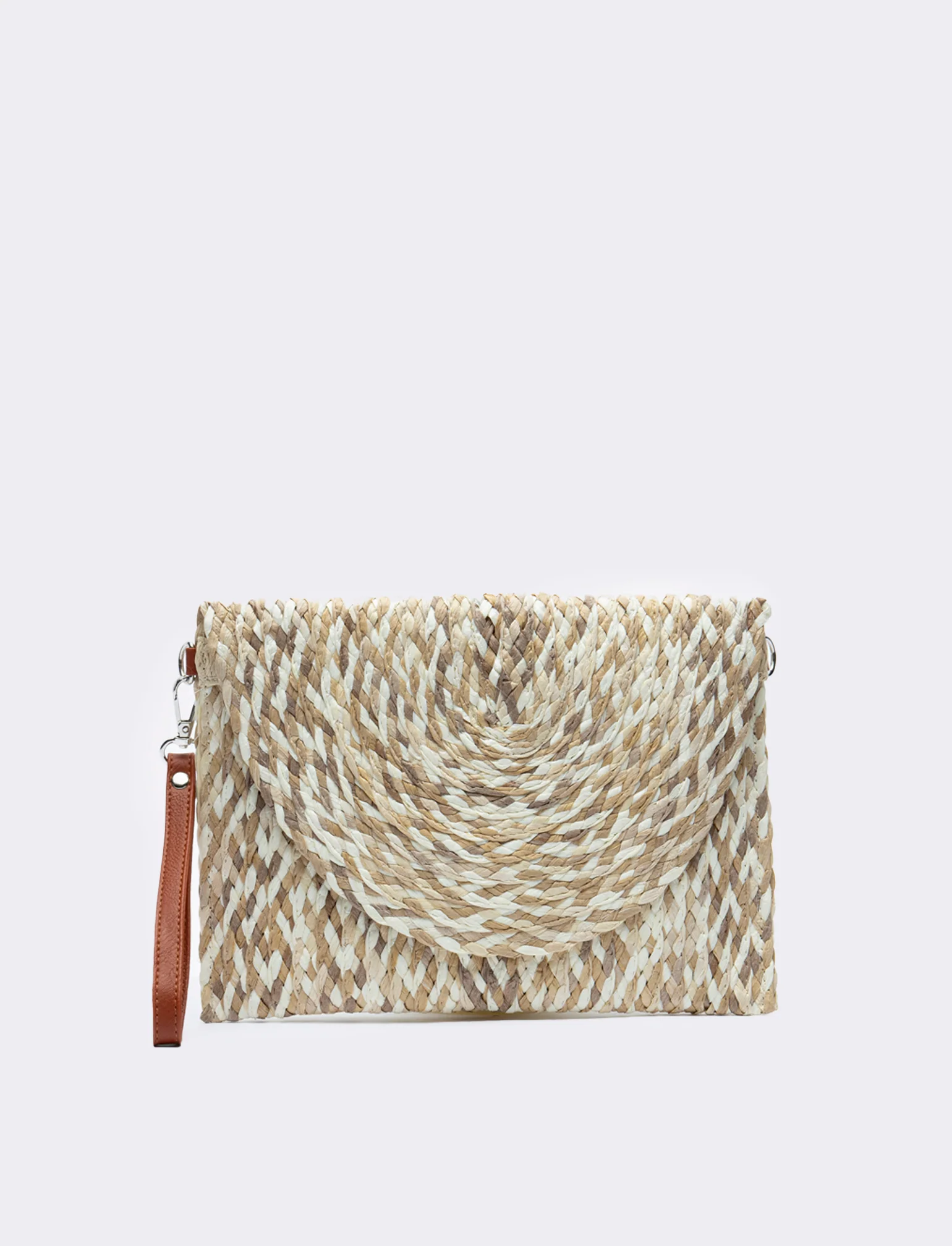 Pochette donna a lettera multicolor - Beige