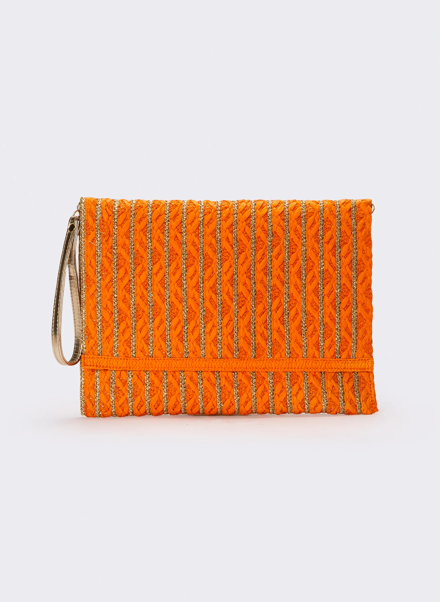 Pochette donna in carta con maniglia e tracolla - Arancio